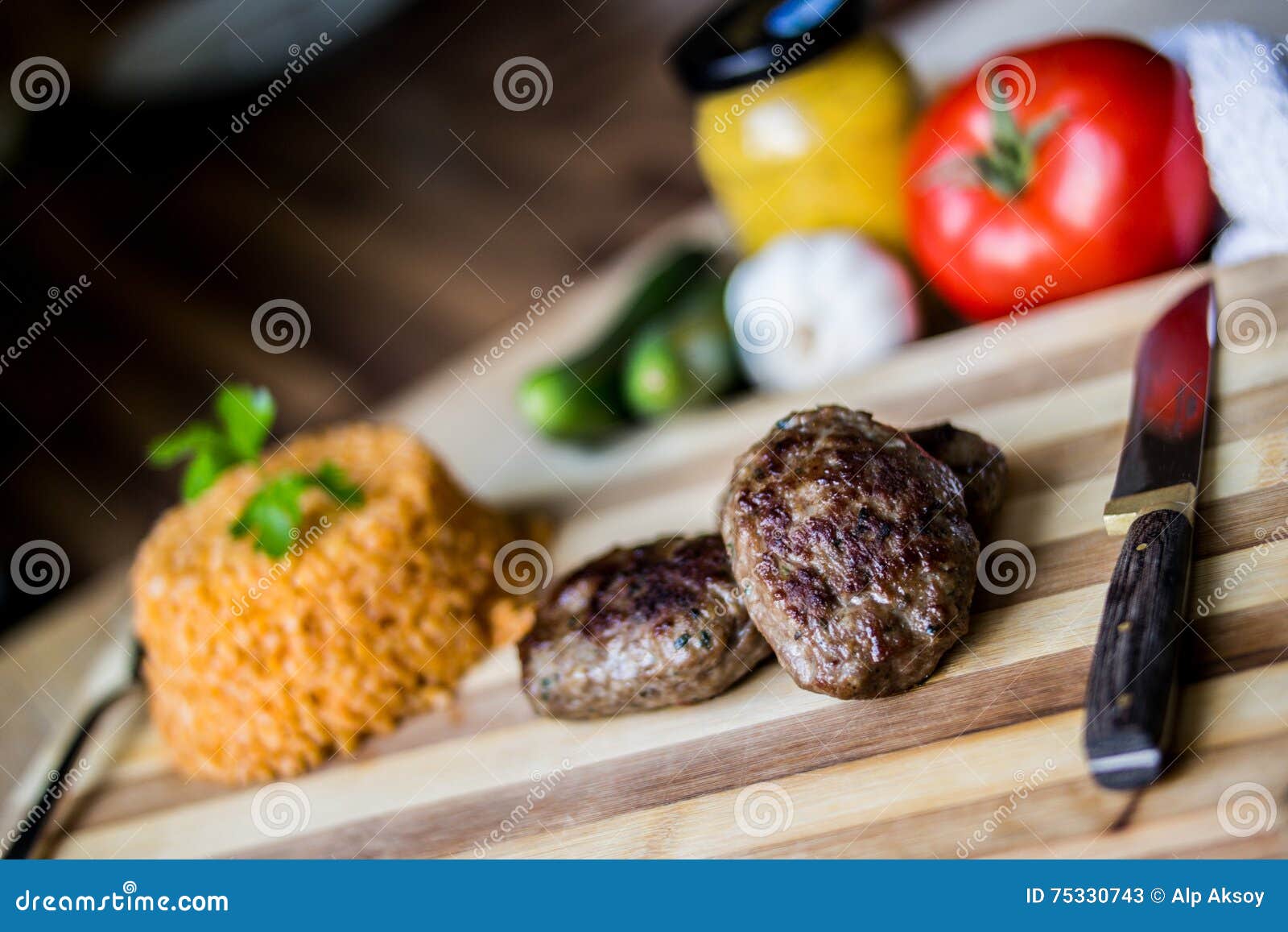 Turkish Meatball and Bulgur Rice Stock Image Image of cooked
