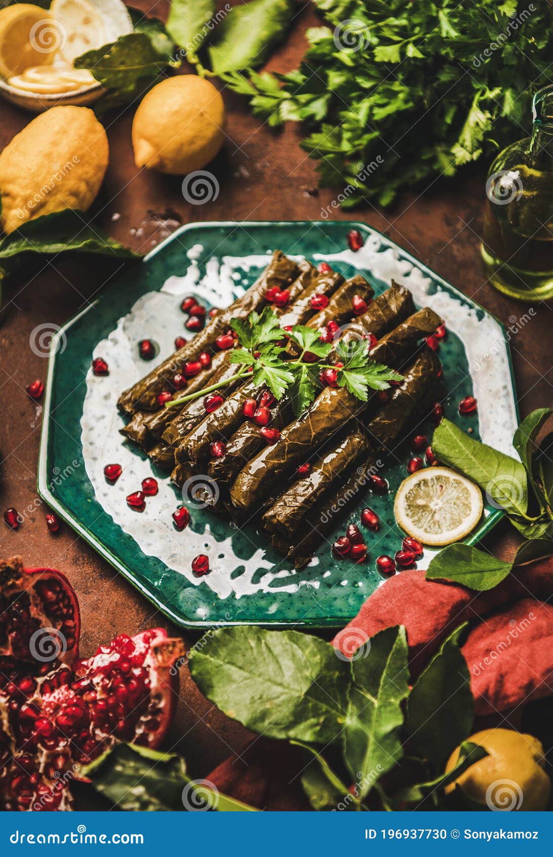turkish meze sarma wine leaves with rice and spices