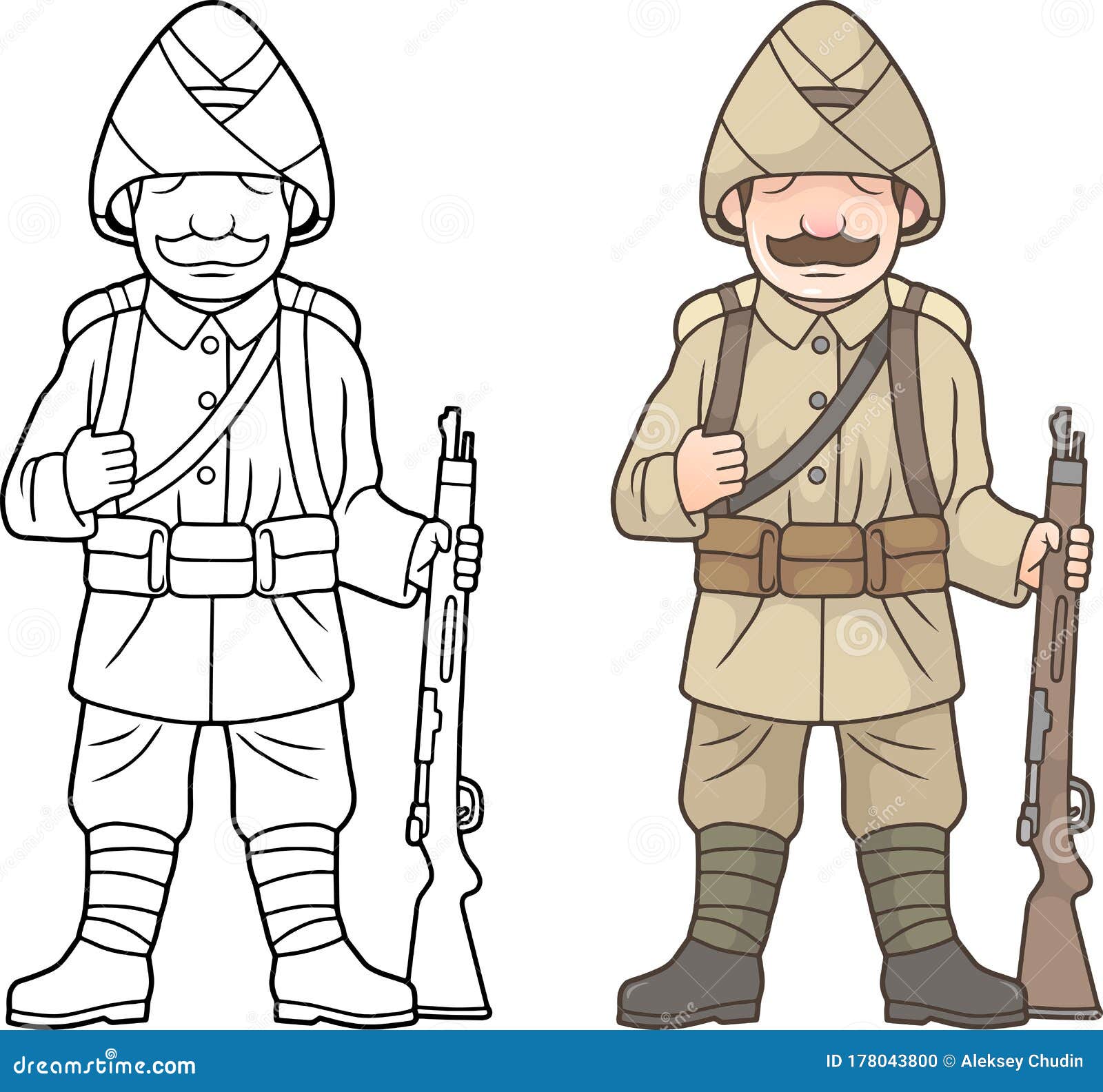 Turkish Soldier, World War One, Coloring Book Stock Vector - Illustration  of funny, soldier: 178043800