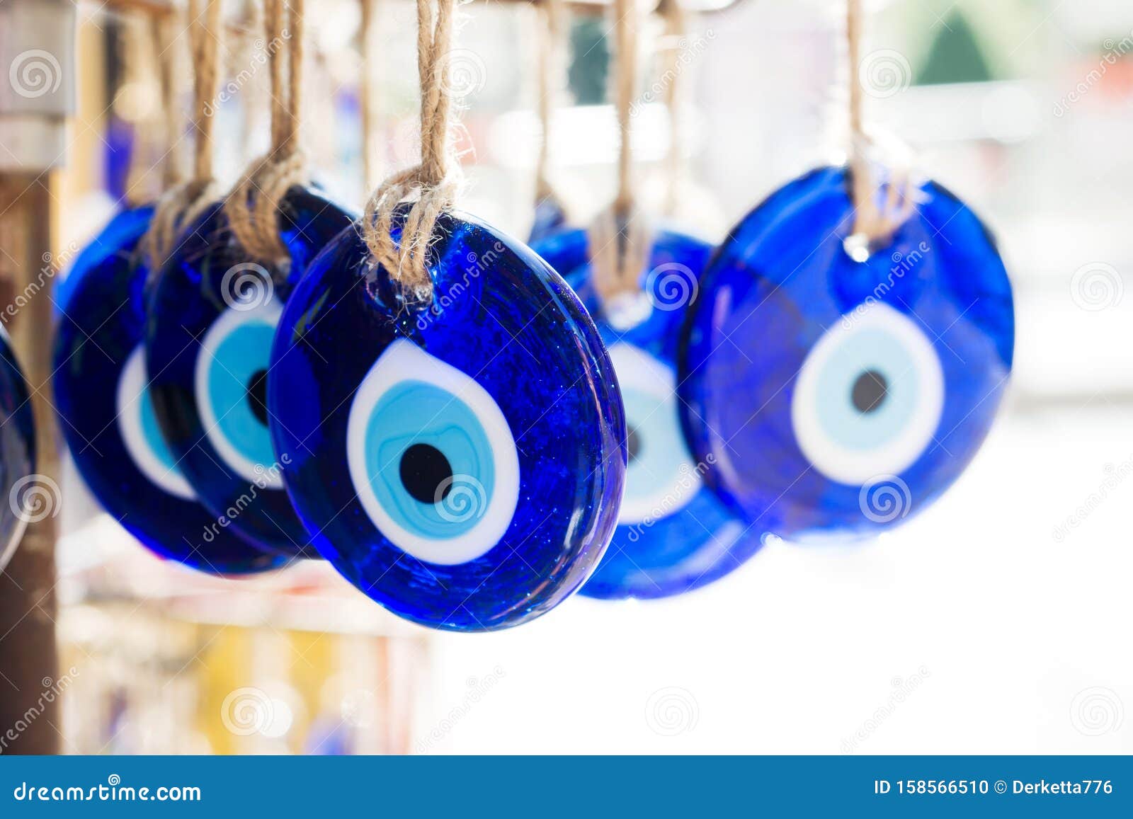 turkish souvenir eyes in the market of istanbul. eastern traditional mascot