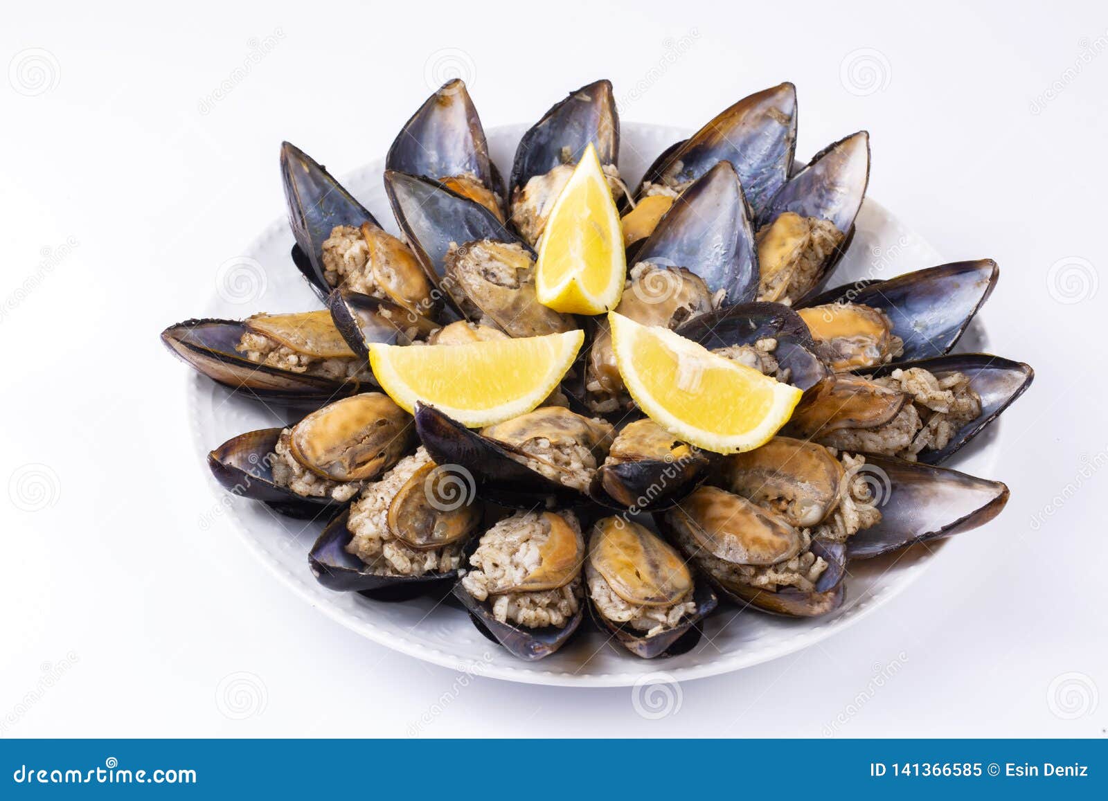 Turkish Style Stuffed Mussels, Midye Dolma Mediterranean Cuisine Stock