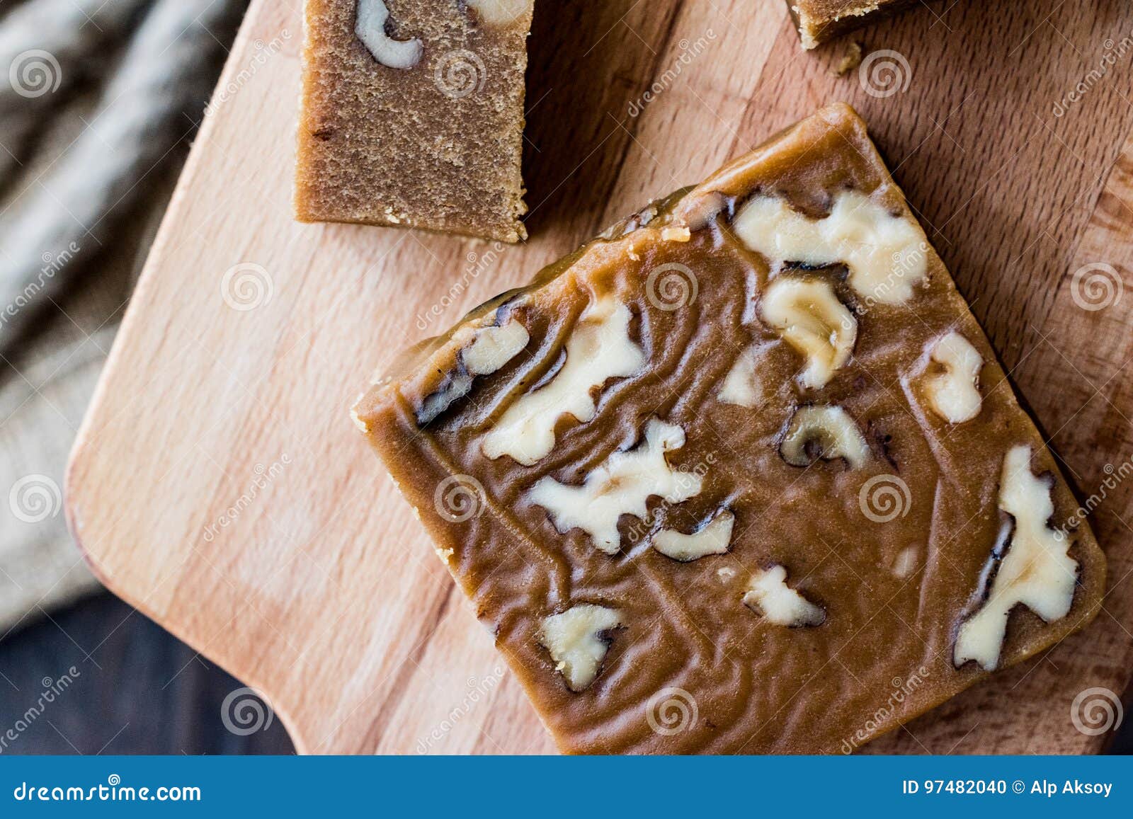 Turkish Summer Helva or Halva with Walnut. Stock Photo Image of