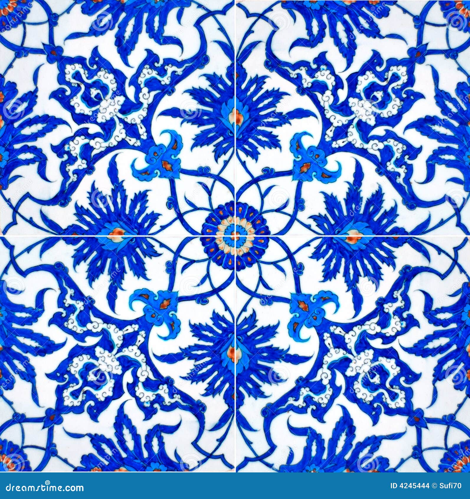 Photo of turkish tiles, found in Rustempasa Mosque, in Istanbul Turkey