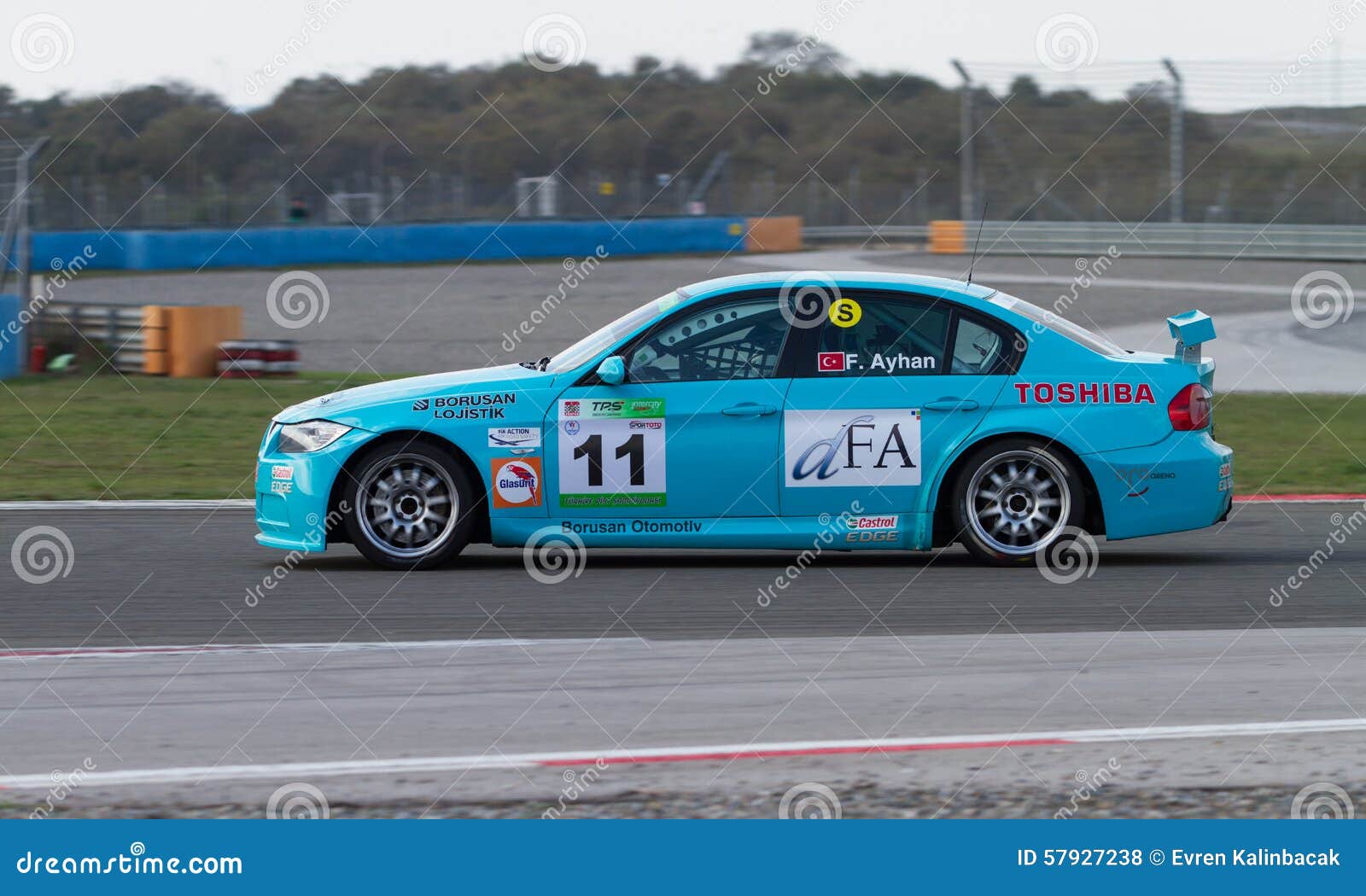 ISTANBUL, TURKEY - NOVEMBER 02, 2014: Ahmet Fatih Ayhan drives BMW 320 of Borusan Otomotiv Motorsport Team during Turkish Touring Car Championship in Istanbul Park Circuit