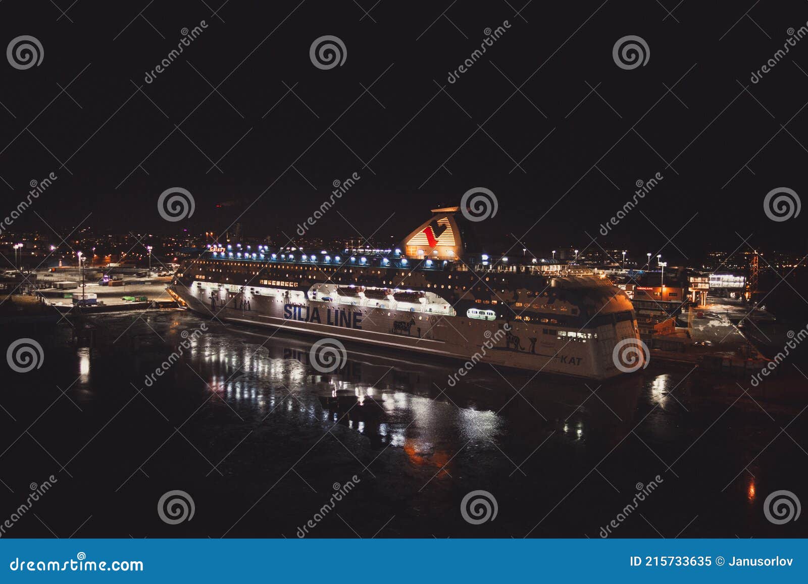 Turku Finland Silja Line S MS Galaxy in the Port at Night Editorial Image -  Image of finland, quay: 215733635