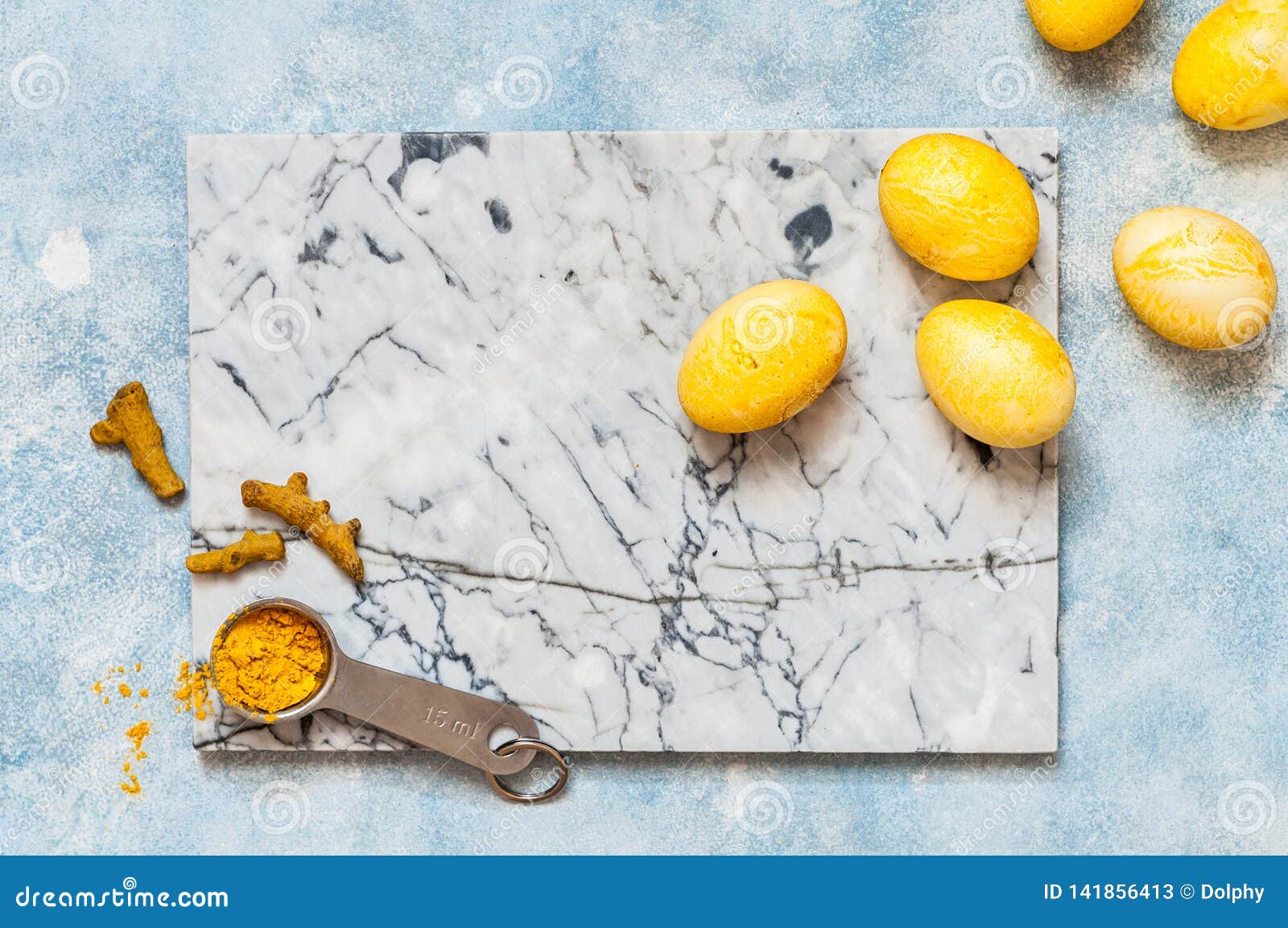 Turmeric Dyed Easter Eggs stock image. Image of festive 141856413