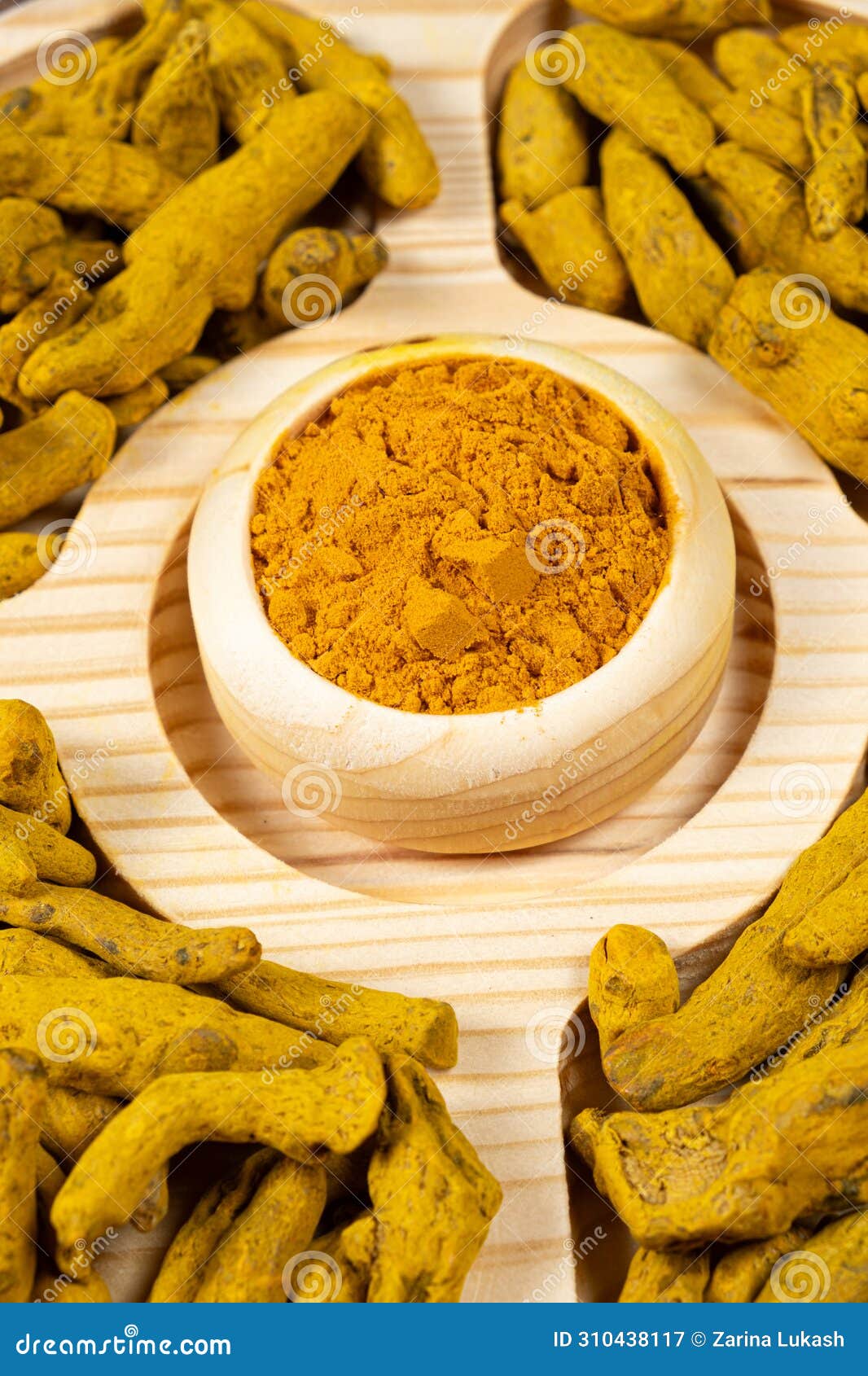 Turmeric Powder and Dried Turmeric Root Top View. Stock Image Image