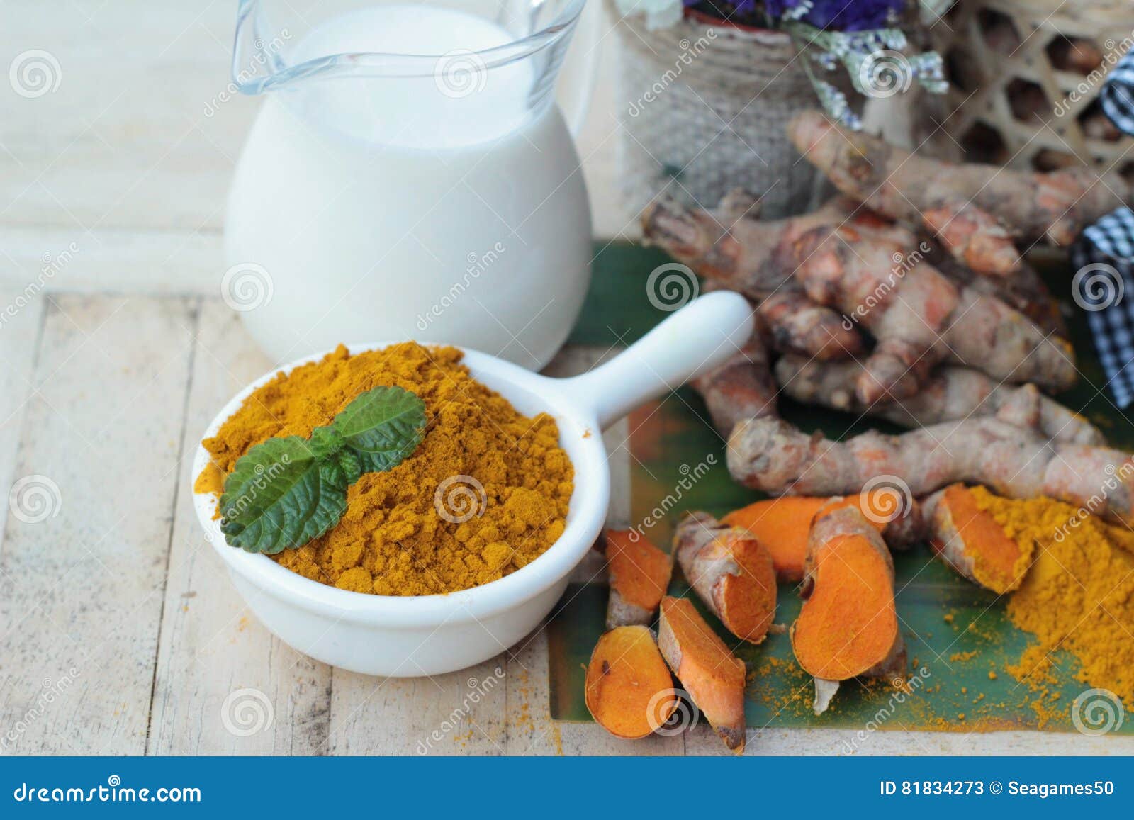 Turmeric Powder with Honey and Milk for Scrub. Stock Image Image of golden, powder 81834273
