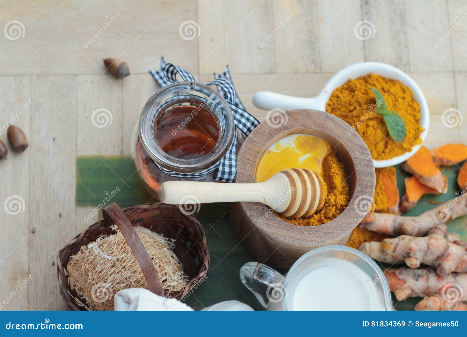Turmeric Powder with Honey and Milk for Scrub. Stock Image Image of food, powder 81834369
