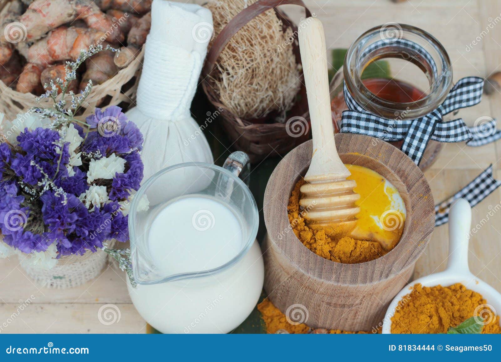 Turmeric Powder with Honey and Milk for Scrub. Stock Photo Image of food, milk 81834444