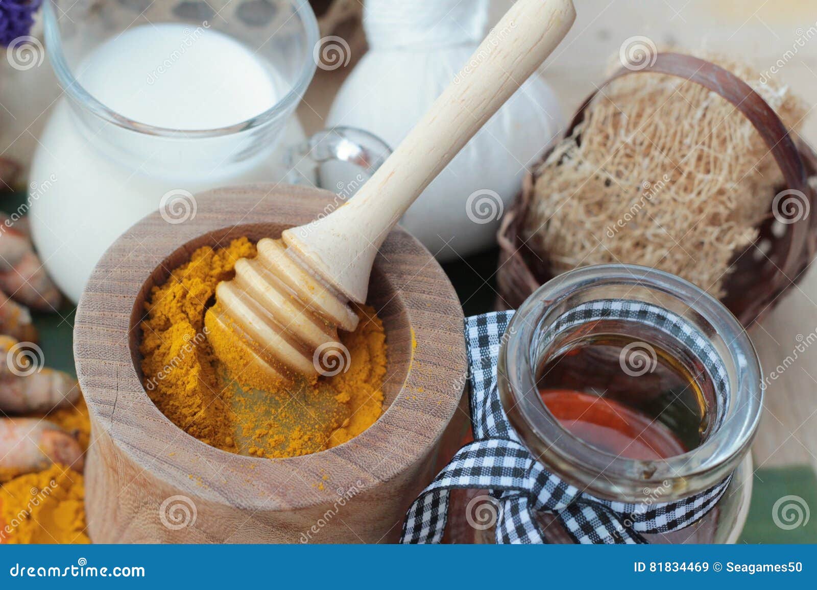 Turmeric Powder with Honey and Milk for Scrub. Stock Image Image of honey, beautiful 81834469
