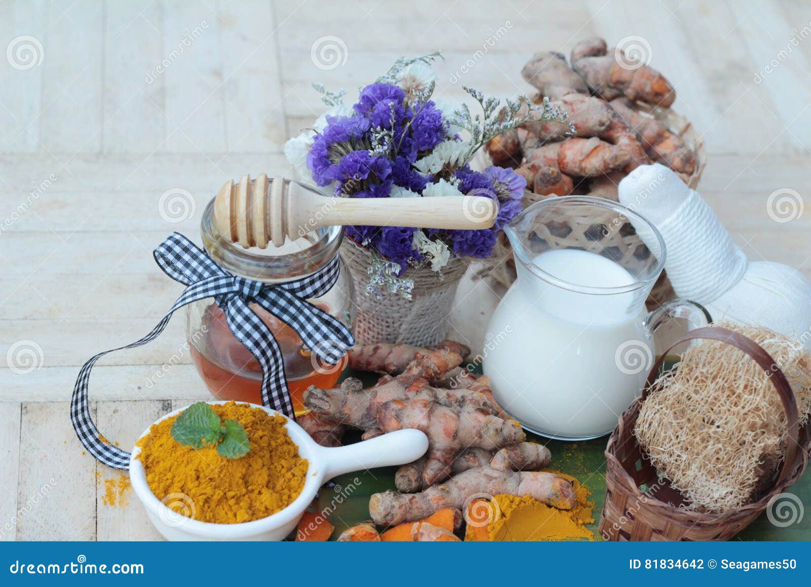 Turmeric Powder with Honey and Milk for Scrub. Stock Photo Image of herbal, beautiful 81834642