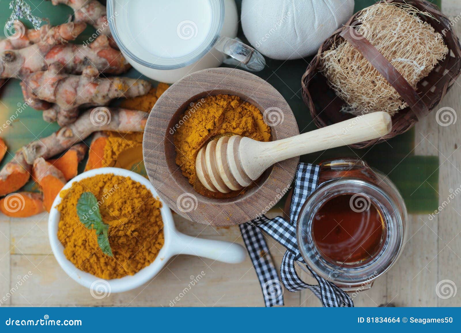 Turmeric Powder with Honey and Milk for Scrub. Stock Photo Image of indian, slice 81834664