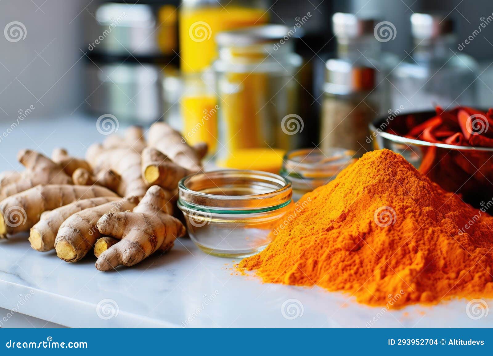 Turmeric Root on a Kitchen Counter Stock Photo Image of ingredient