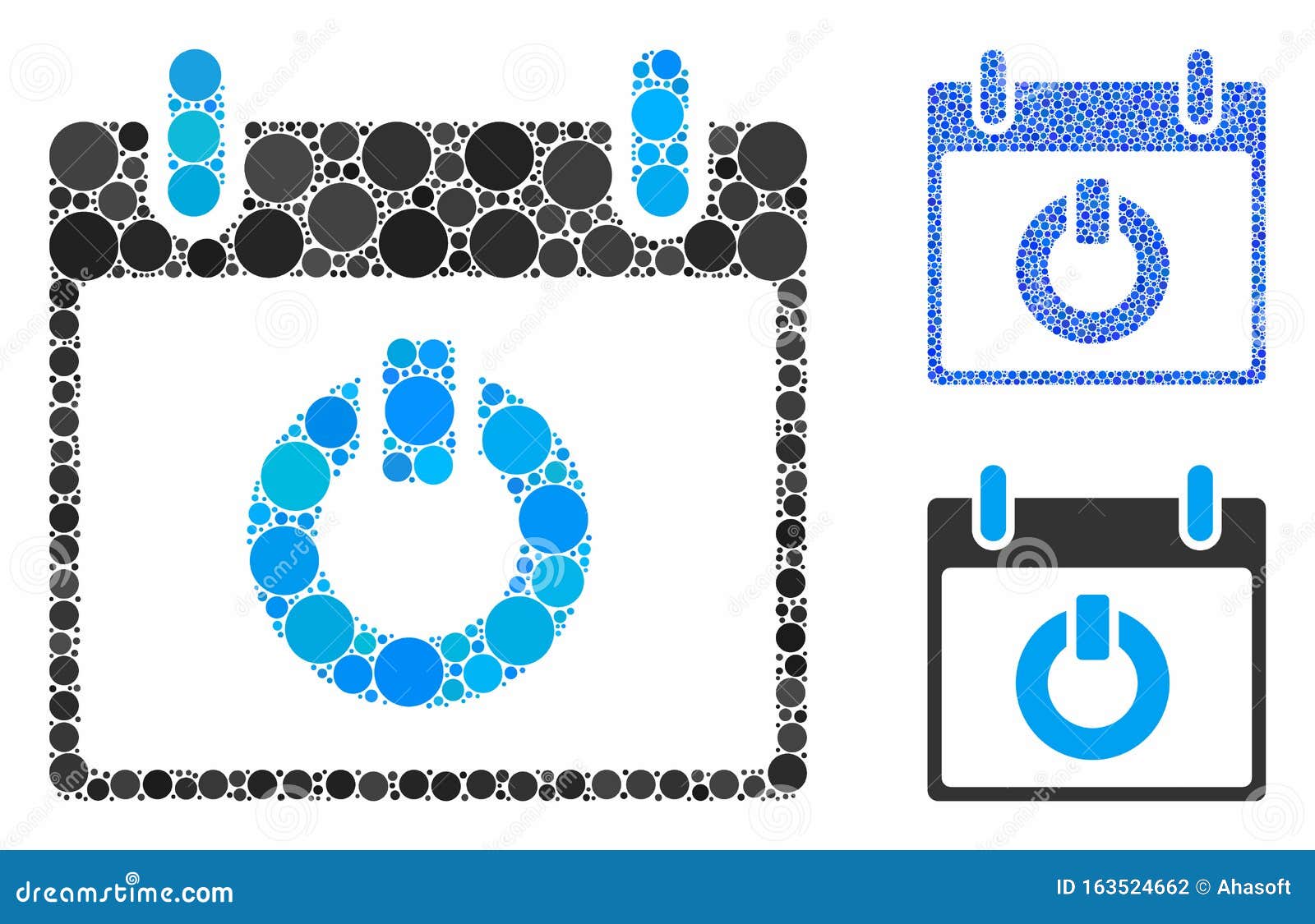Turn on Calendar Day Mosaic Icon of Spheric Items Stock Illustration