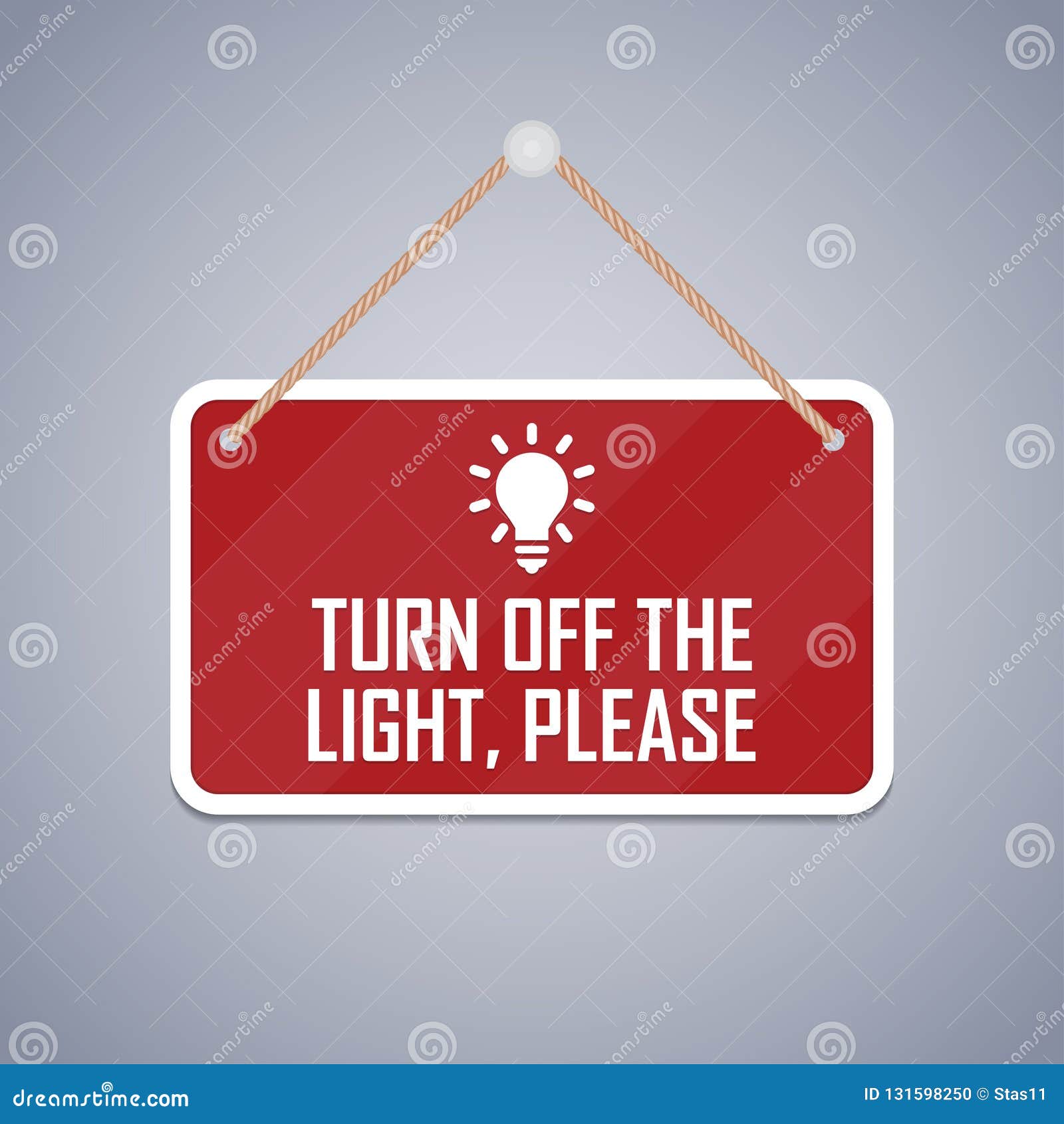 Turn Off the Light, Please Signboard. Vector Illustration Stock Vector