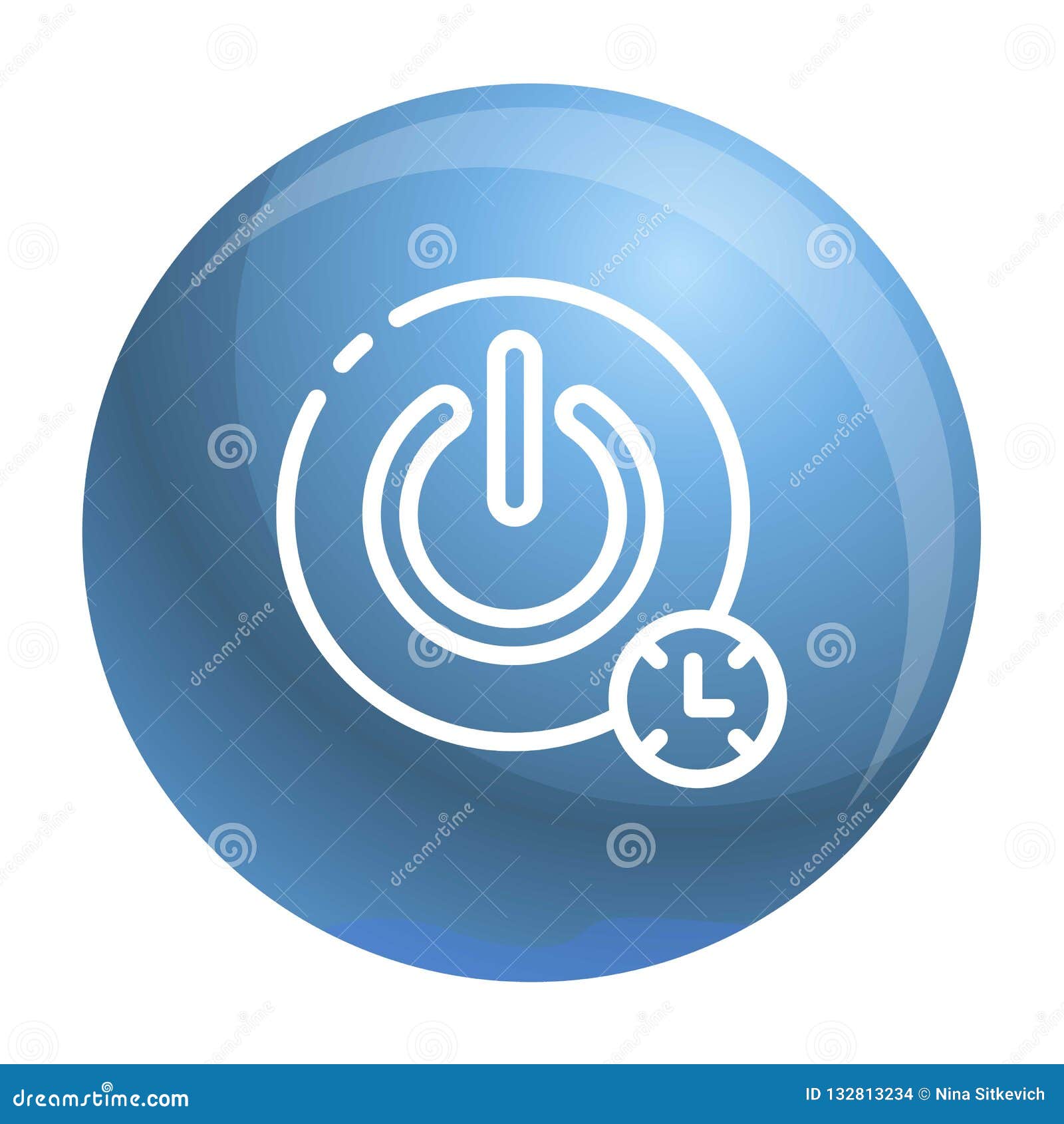 Turn Off Timer Button Icon Outline Style Stock Vector