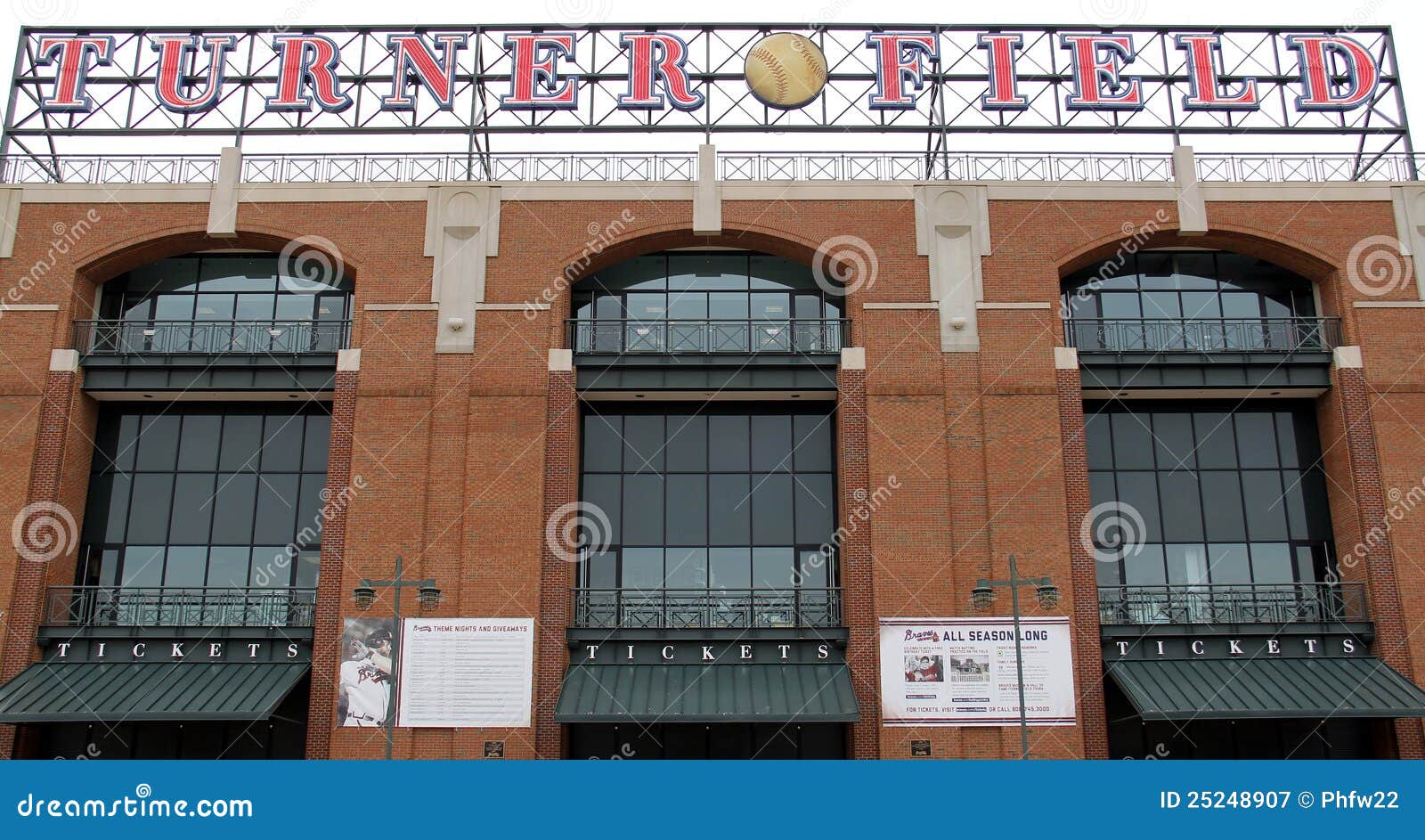 Turner Field baseball sign editorial photography. Image of summer