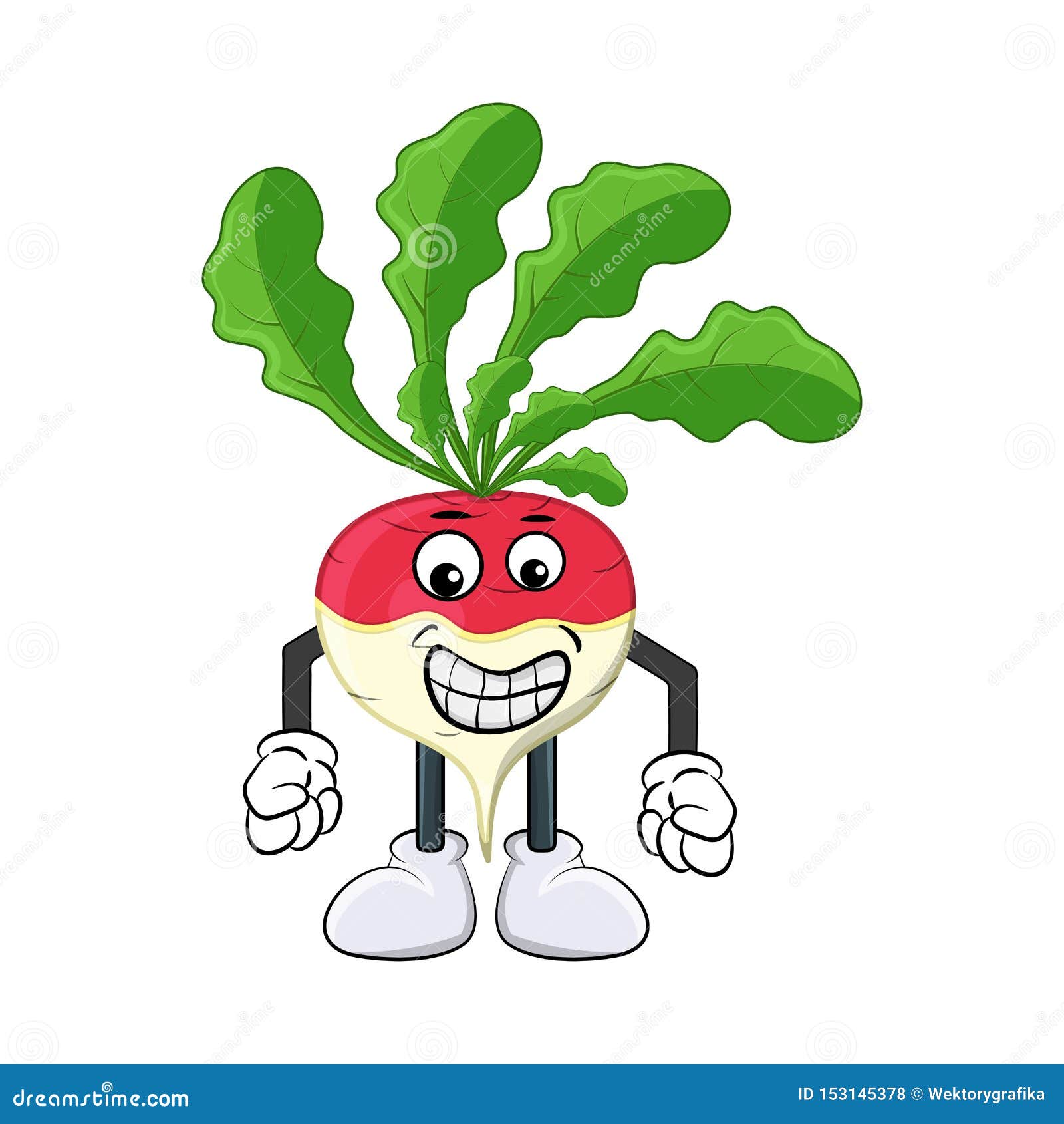 Turnip Happy Cartoon Character Illustration Isolated On White