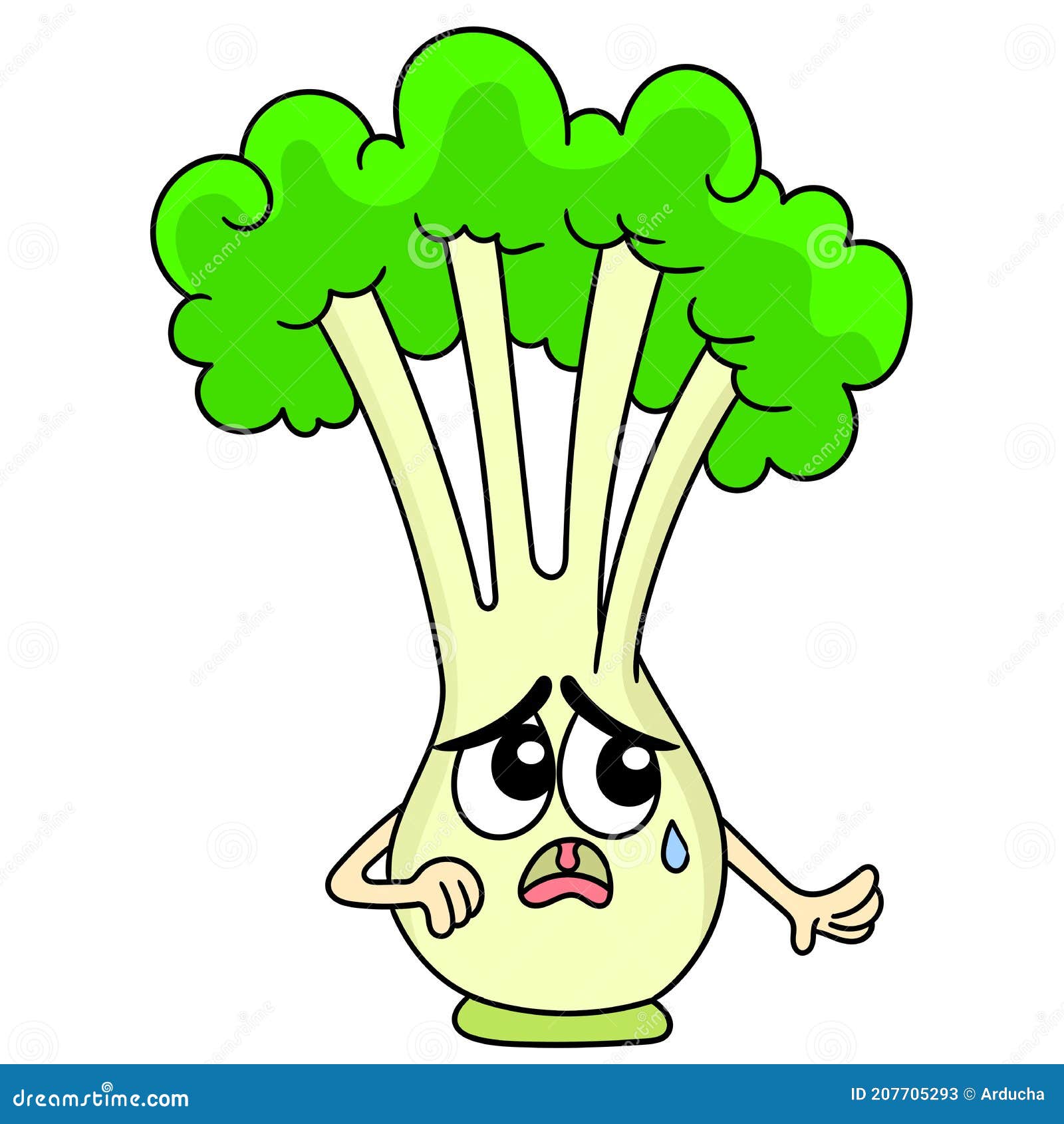 Turnip Vegetable Emoticon with Scared Face, Doodle Icon Image Stock