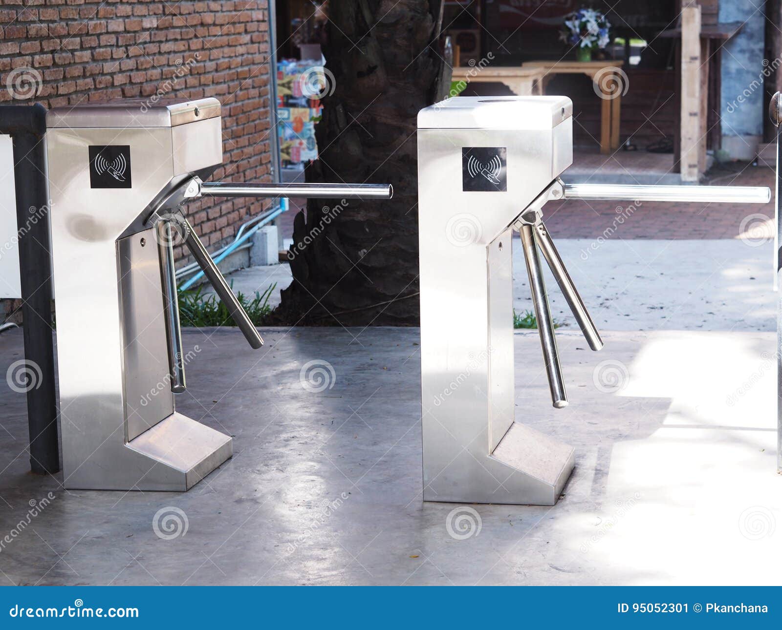 Turnstile Controlling with Electronic Card Reader Stock Image Image