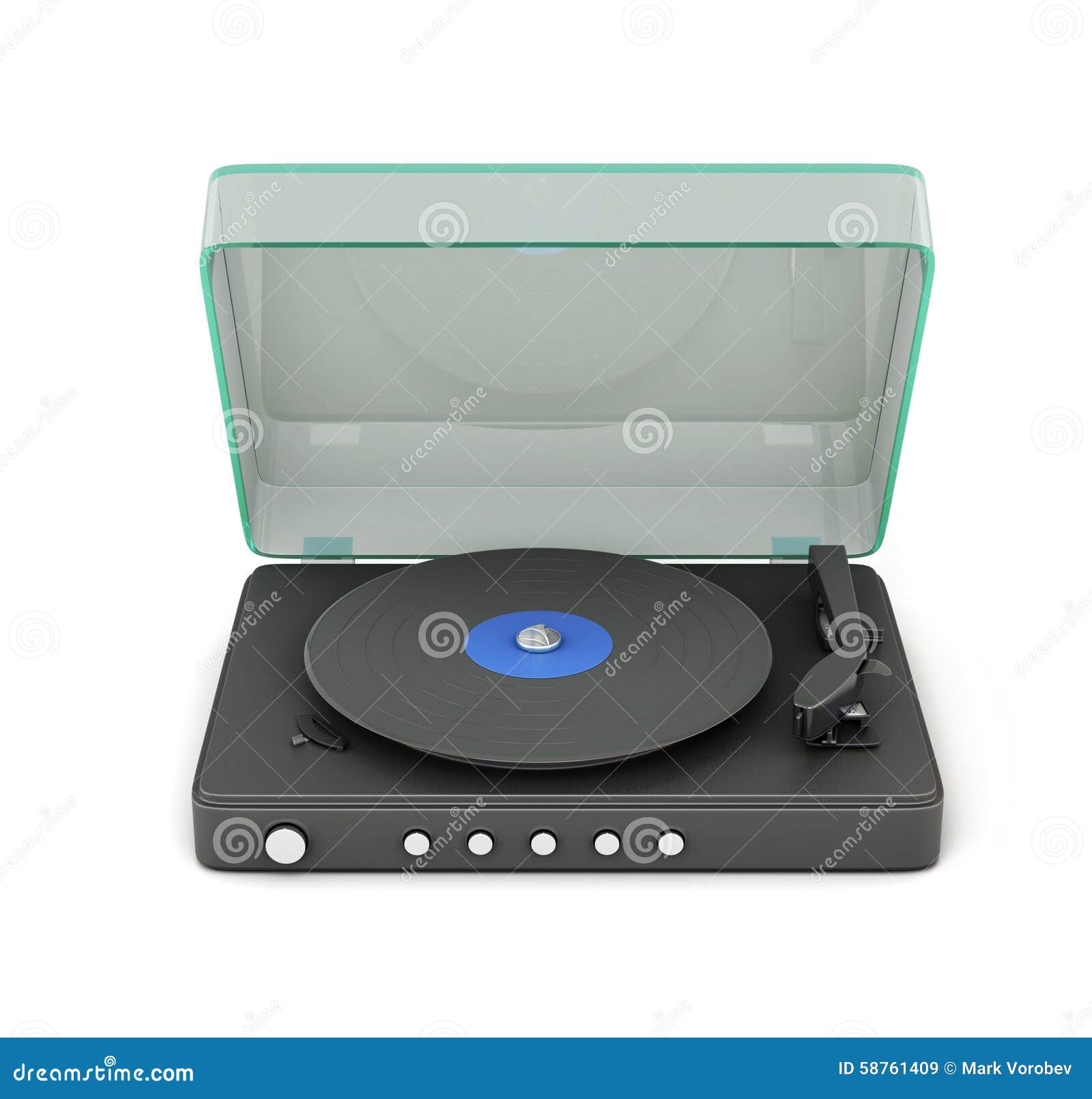 Turntable with the Lid Open Stock Illustration Illustration of album