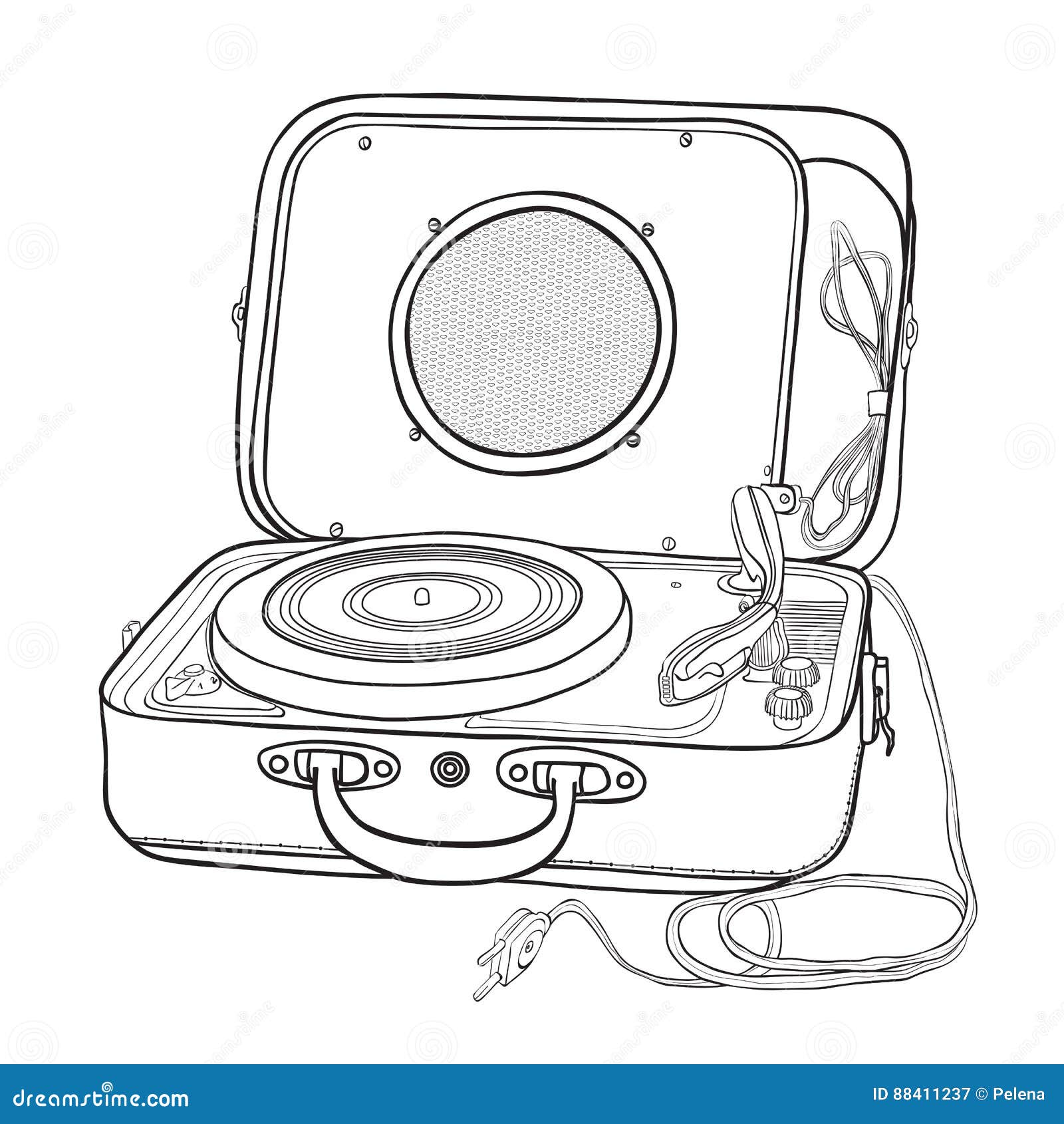 Turntable in a suitcase. stock vector. Illustration of arts - 88411237