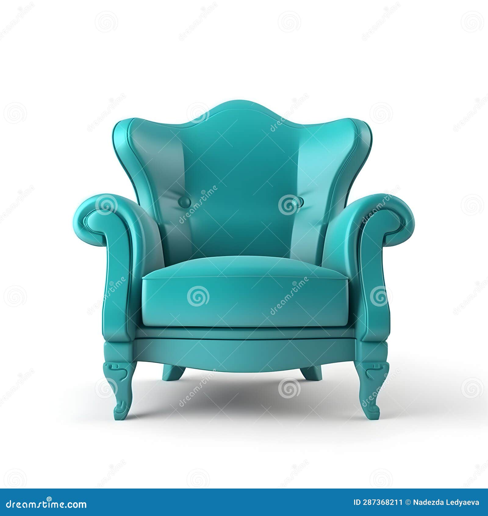 Turquoise Armchair Highlighted on a White Background. Stock Image