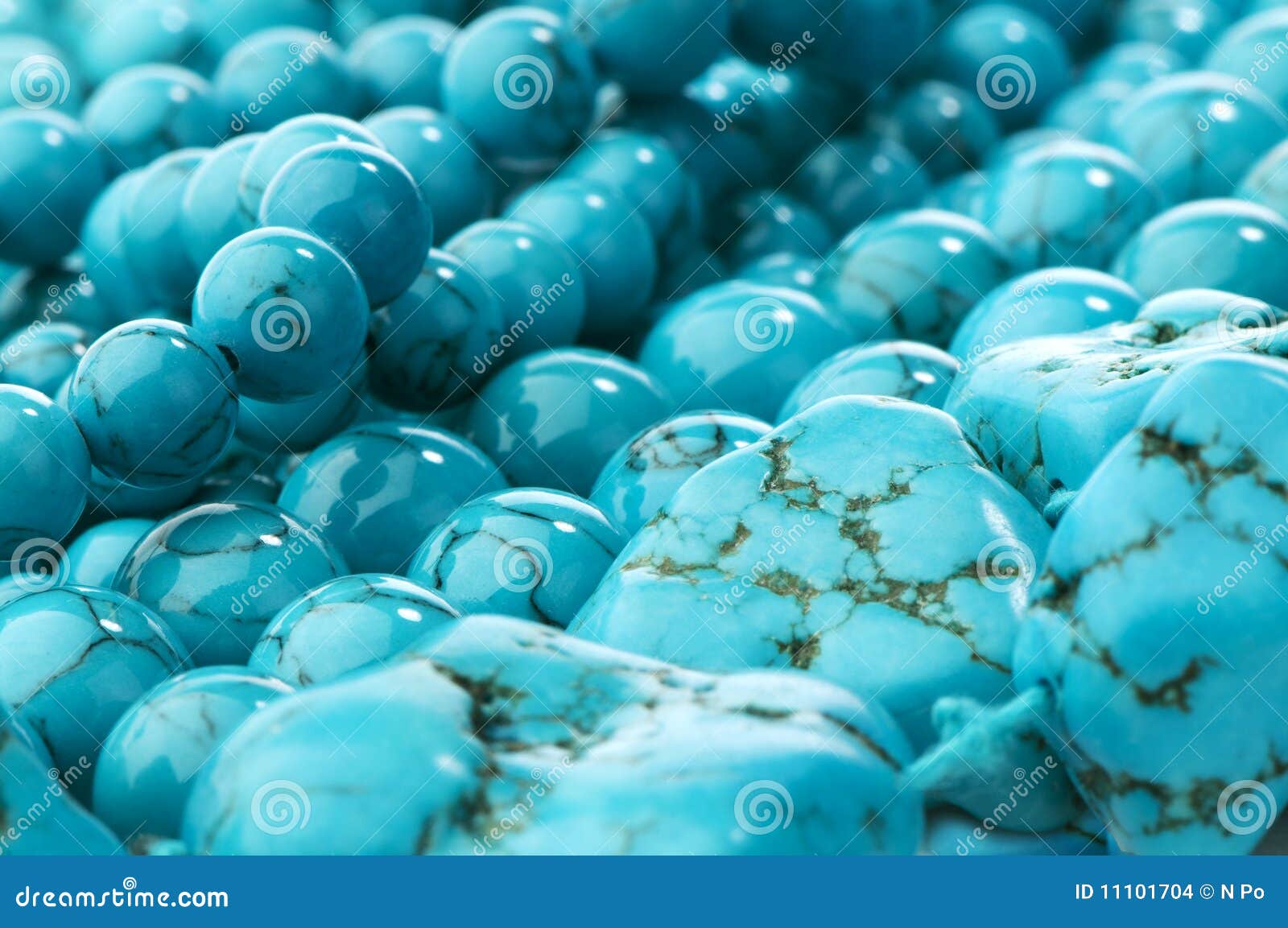 turquoise beads and stones close-up