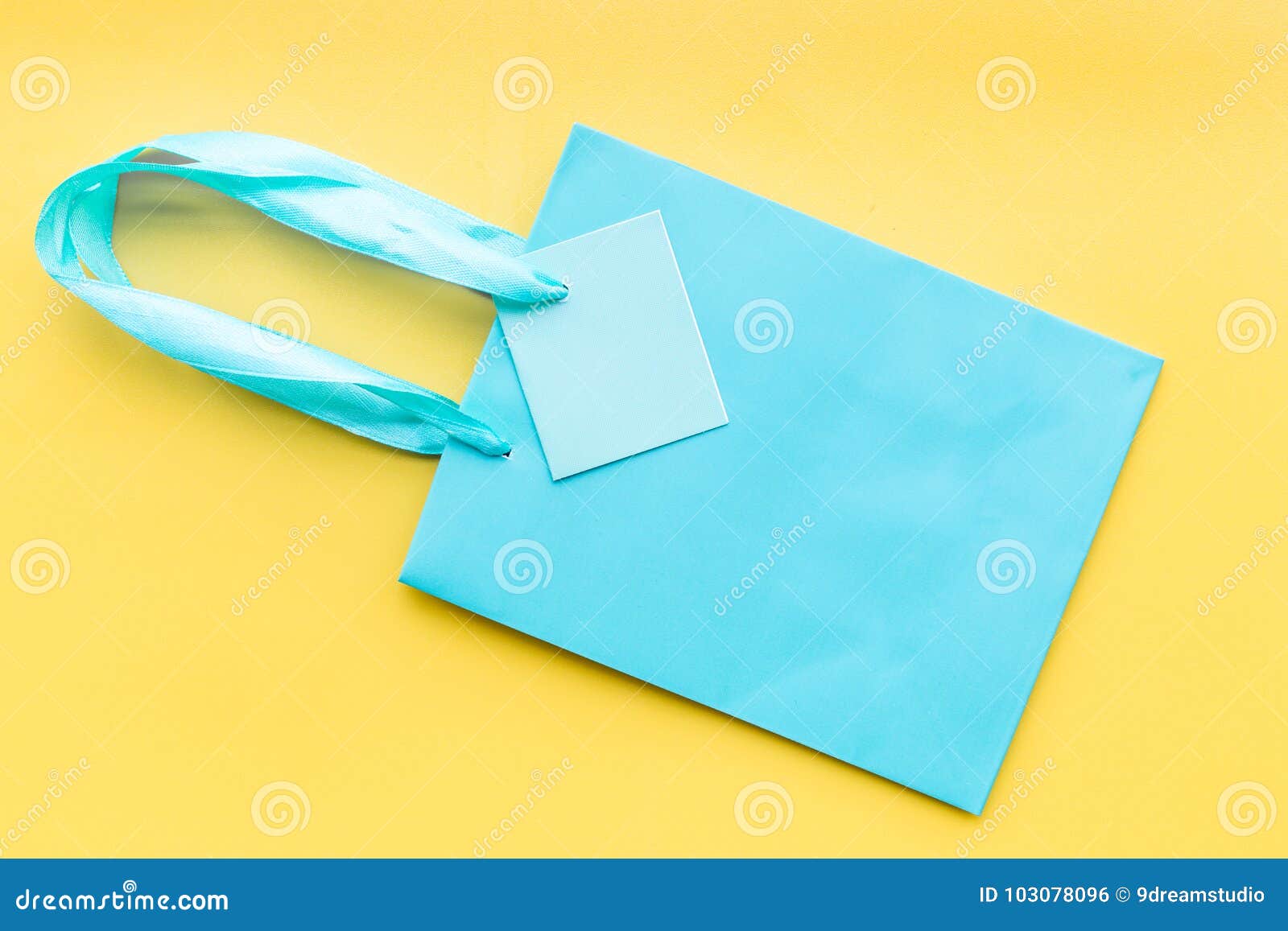 Download Turquoise Bright Shopping Bag On Yellow Background Top ...