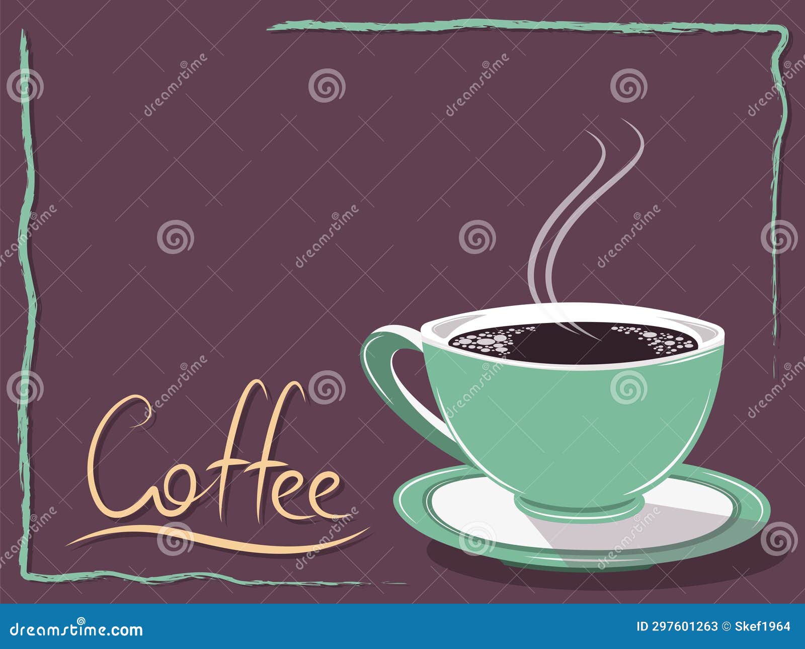 Hot Coffee Cup with Steam Design Poster Frame with Lettering Stock