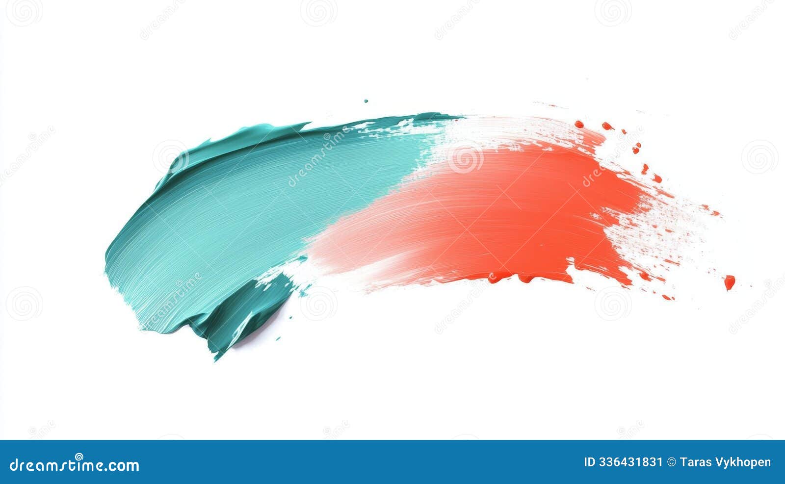 turquoise coral flat bone oil paint stroke on white background showcasing vibrant color contrast