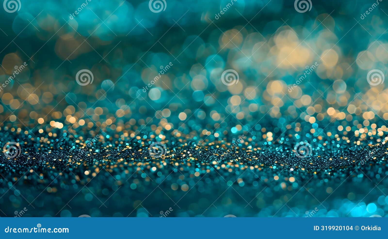 Turquoise and Gold Glitter Background Design Stock Illustration