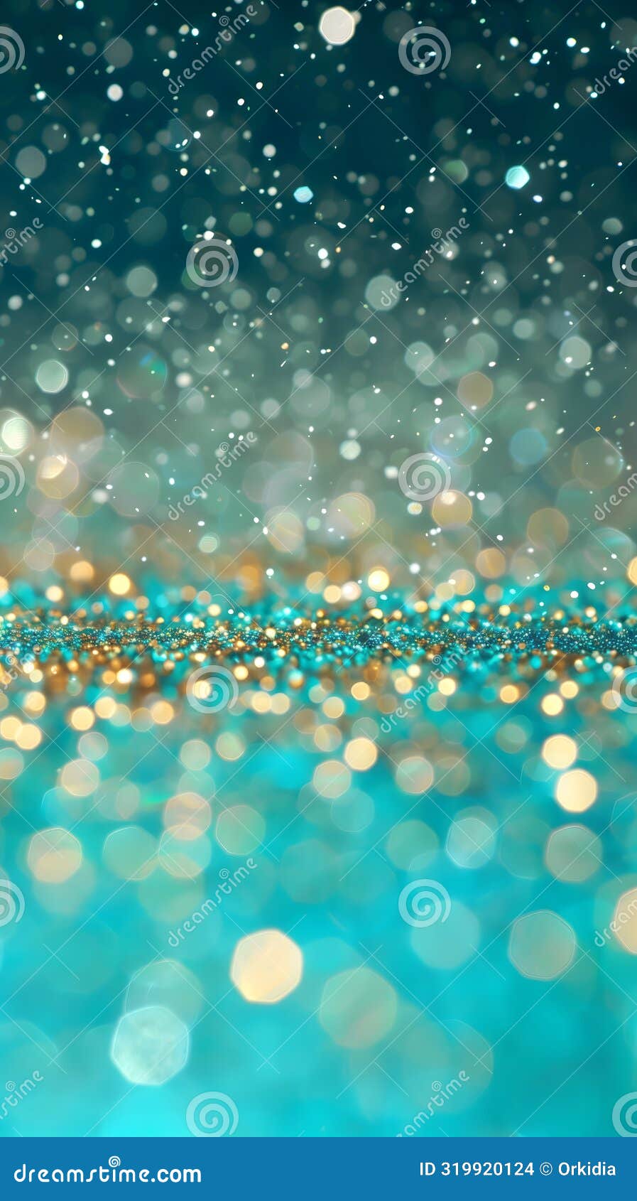 Turquoise and Gold Glitter Background Design Stock Illustration