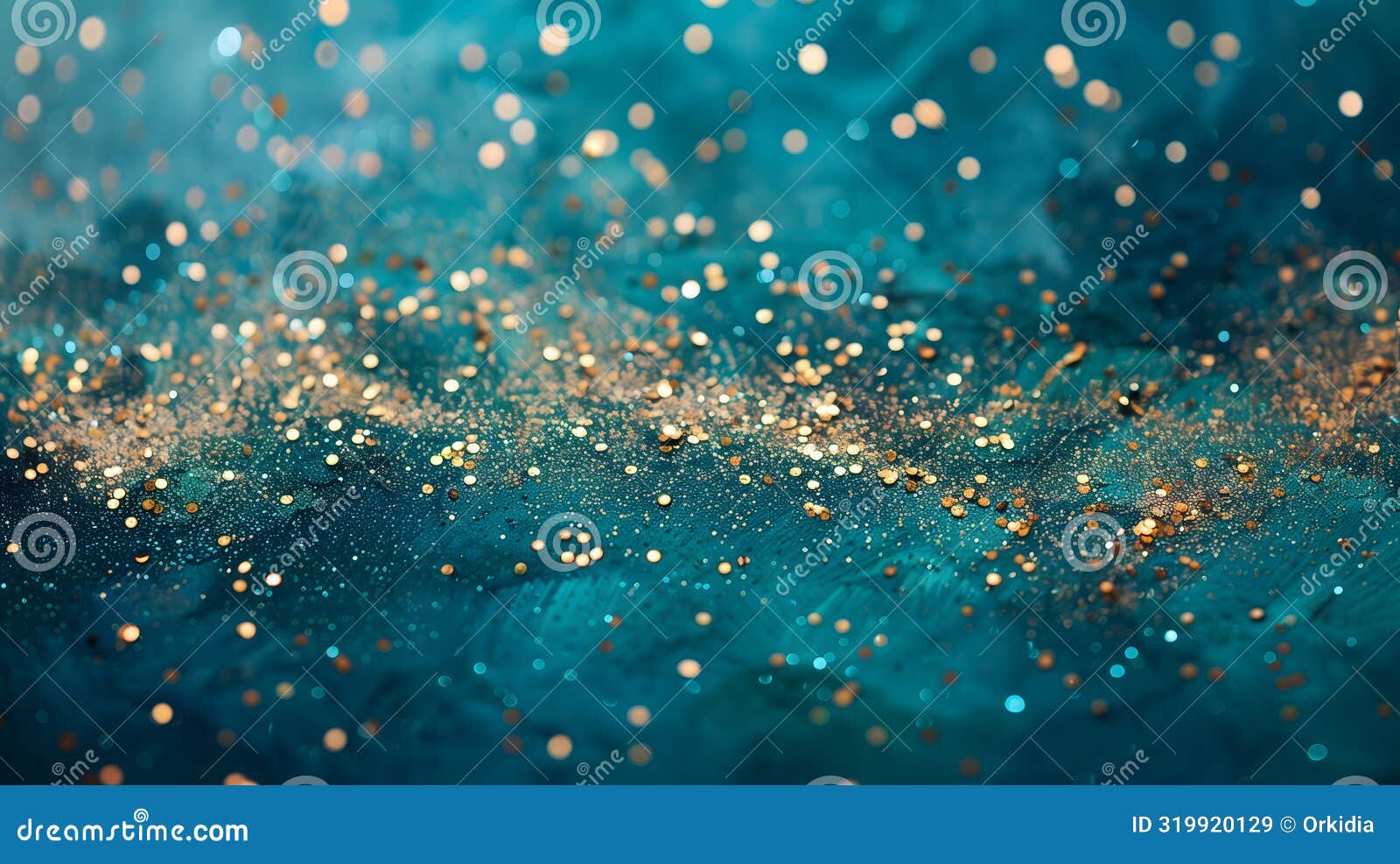 Turquoise and Gold Glitter Background Design Stock Illustration