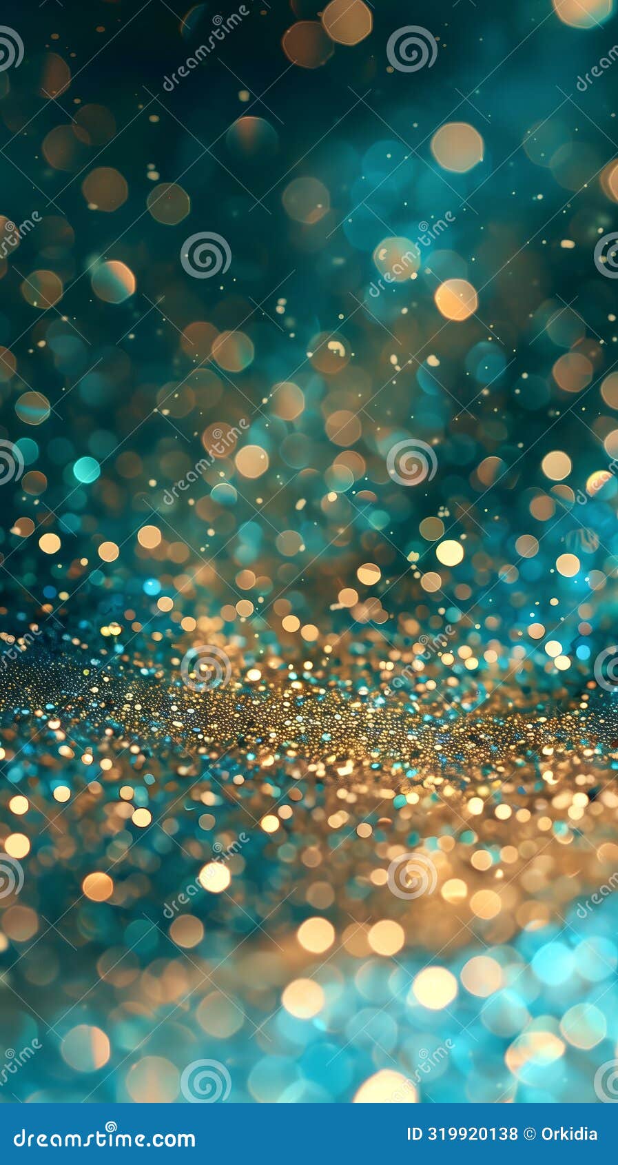Turquoise and Gold Glitter Background Design Stock Illustration