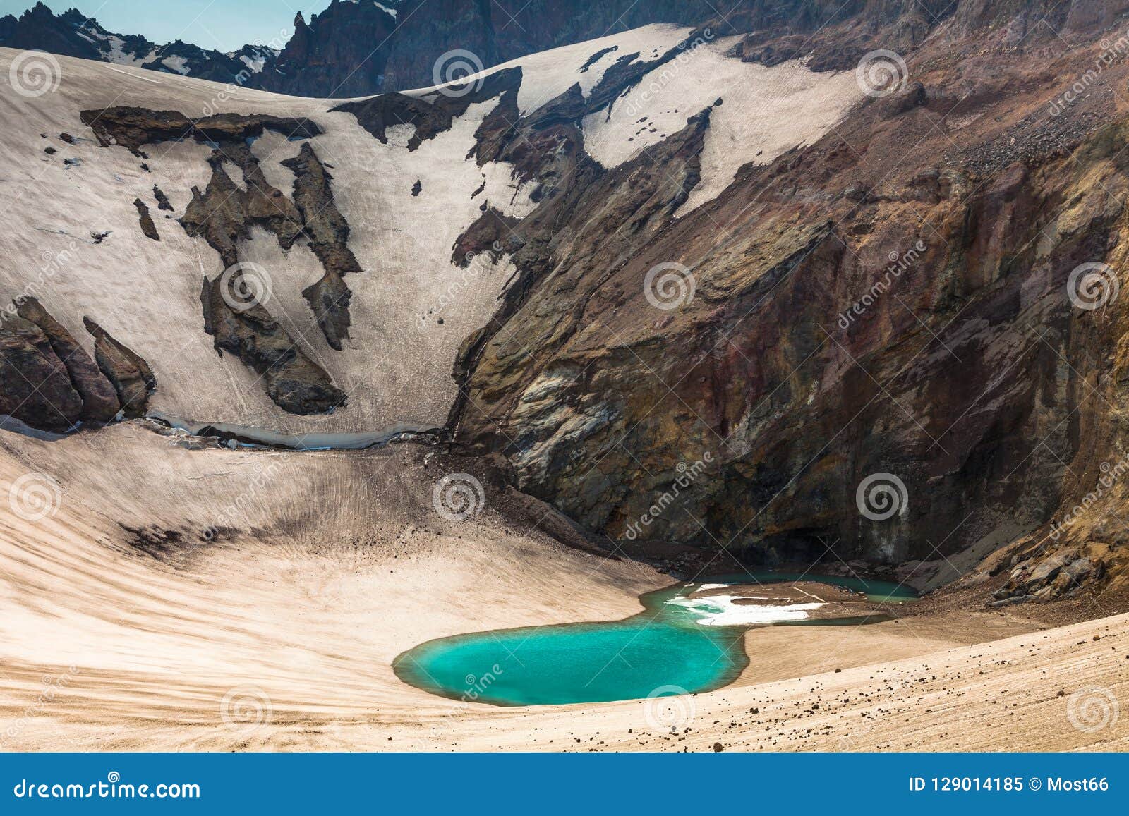 The Turquoise  Lake  In A Crater  Stock Image Image of 