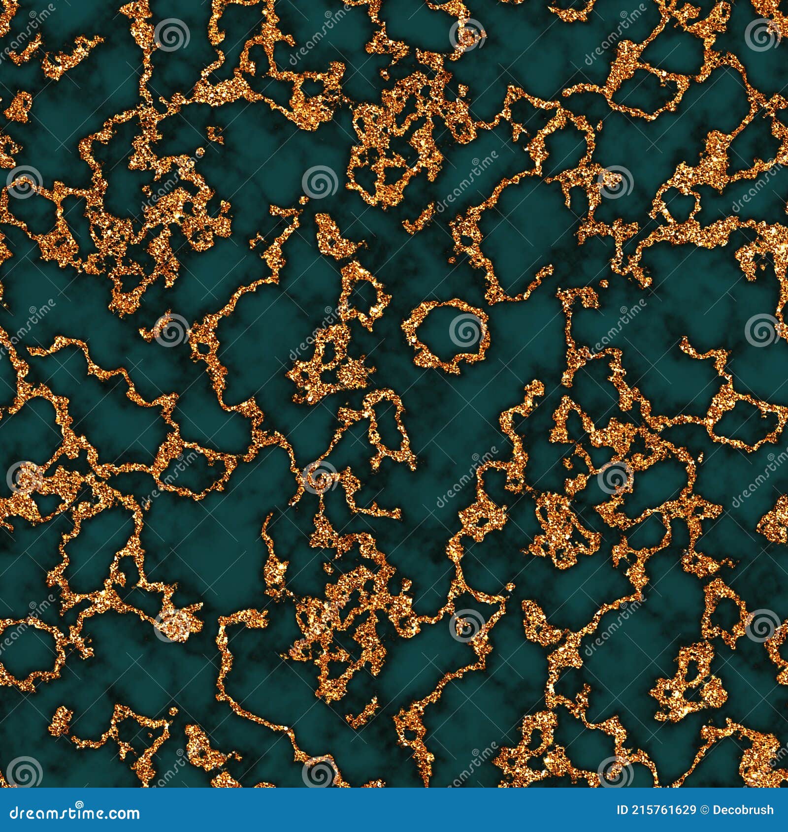 turquoise marble seamless pattern, marble with gold glitter veins, dark green marble background. bitmap image