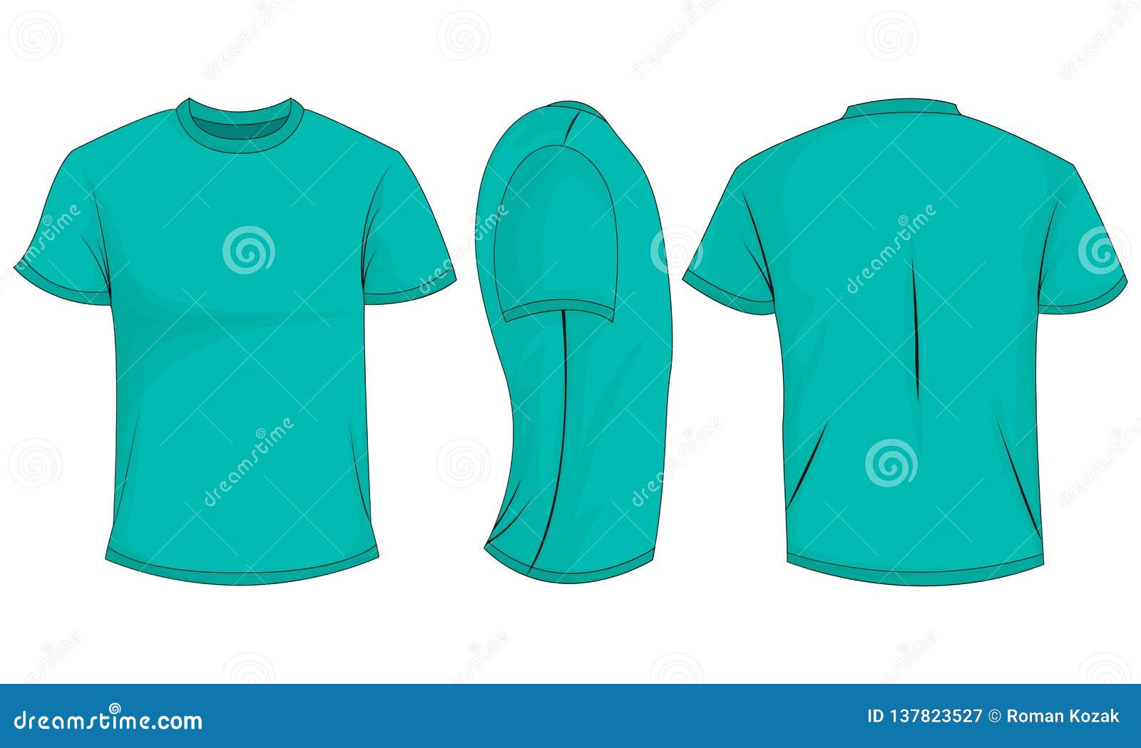 Download Turquoise Mens T-shirt With Short Sleeves. Front, Back ...
