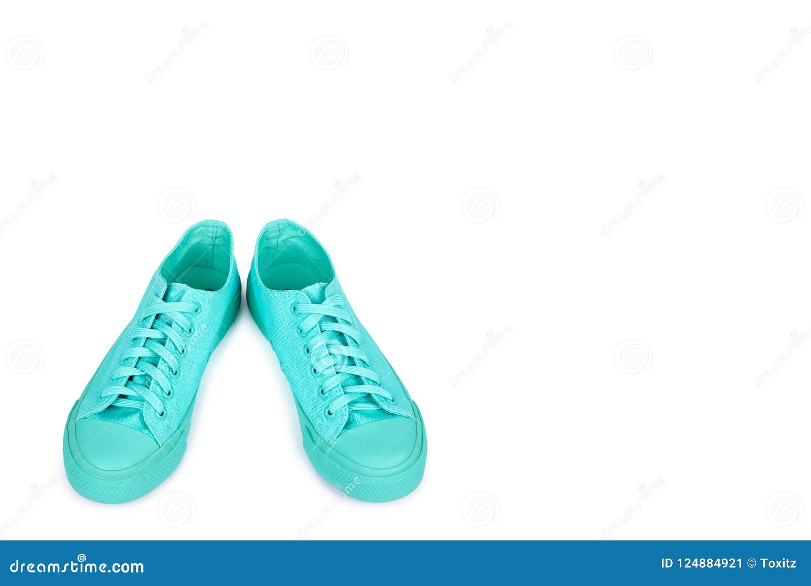 Turquoise Rubber Sneakers, Casual Footwear Isolated on White Background ...