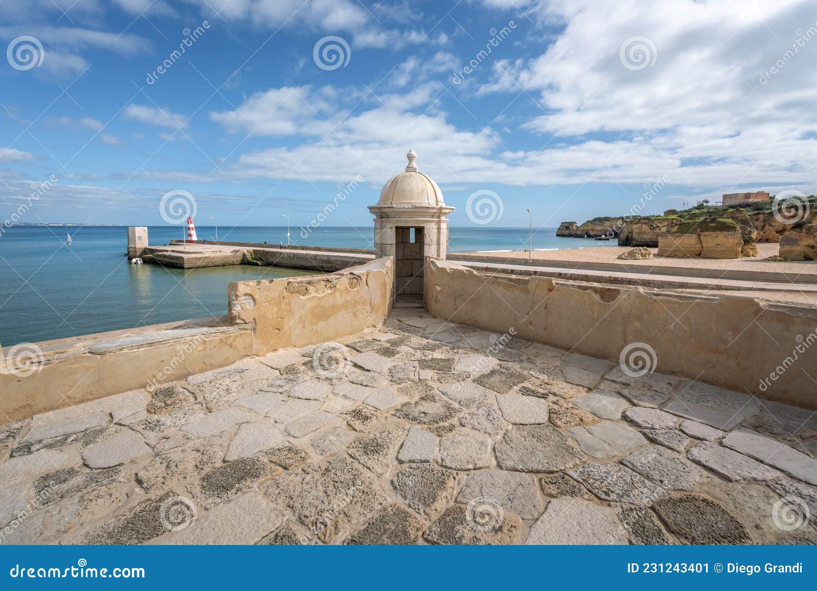 turret at fort of ponta da bandeira forte da ponta da bandeira - lagos, algarve, portugal