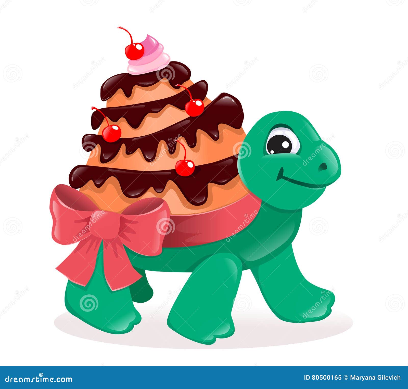 Turtle cake stock vector. Illustration of birthday, background - 80500165
