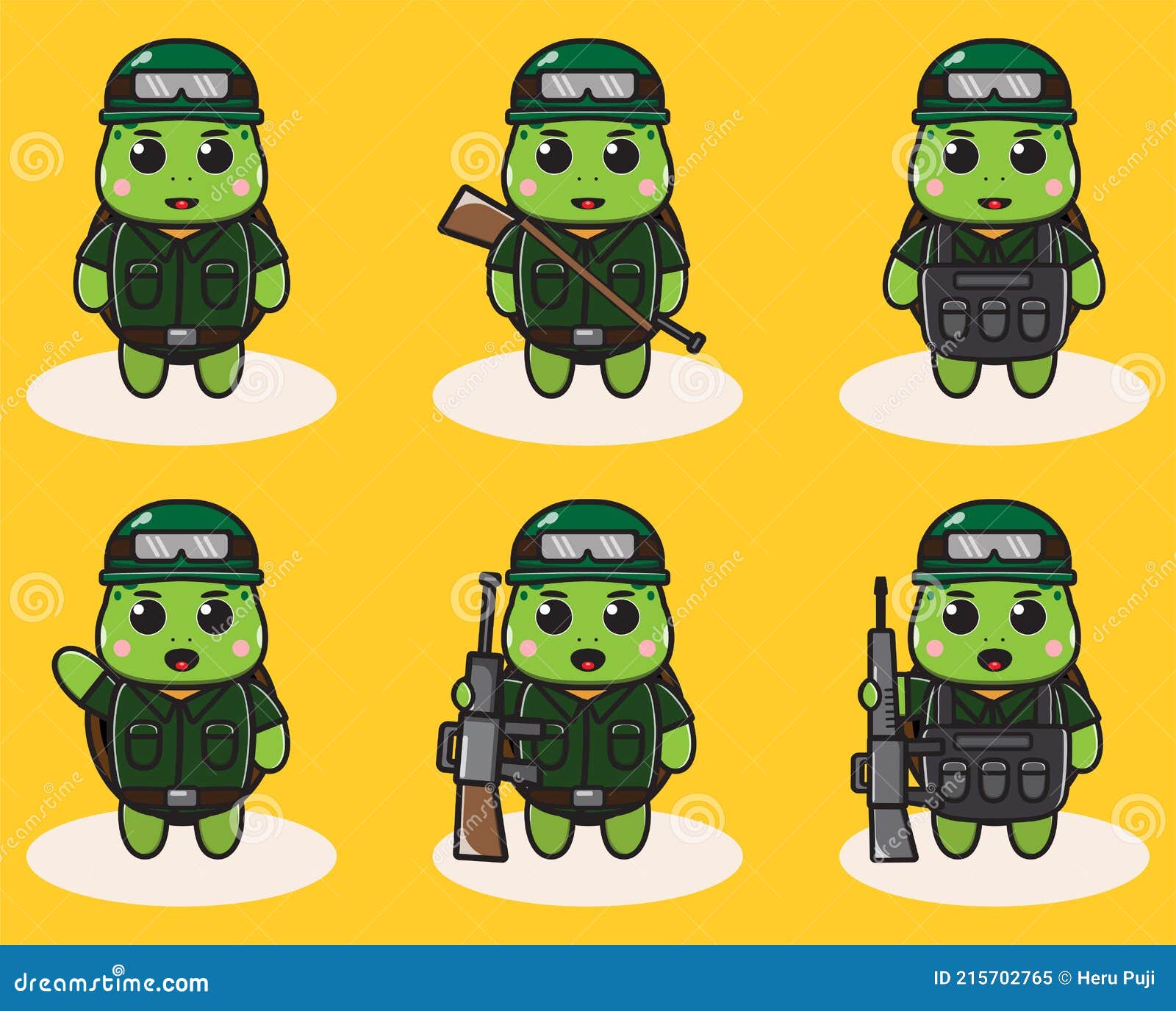 Cute Little Turtle Soldier Cartoon Stock Vector Illustration of