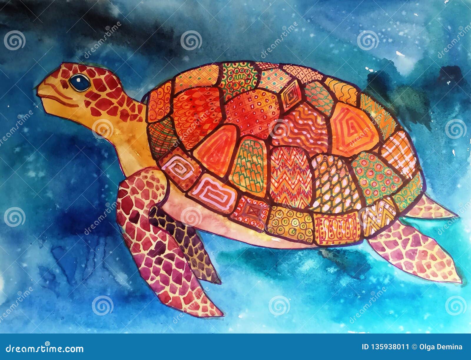 turtle with geometric patterns