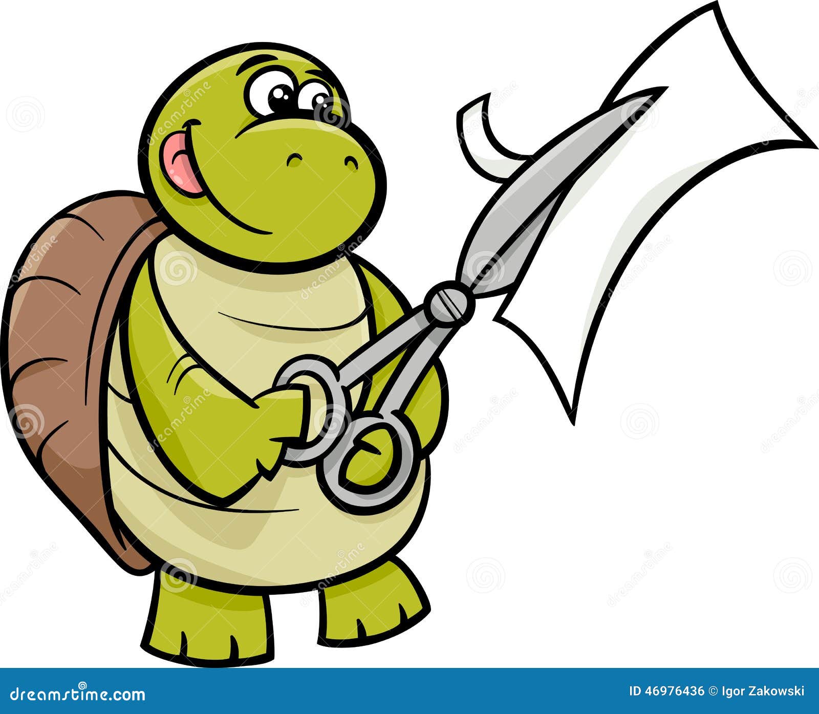 Turtle With Scissors Cartoon Illustration Stock Vector - Image: 46976436
