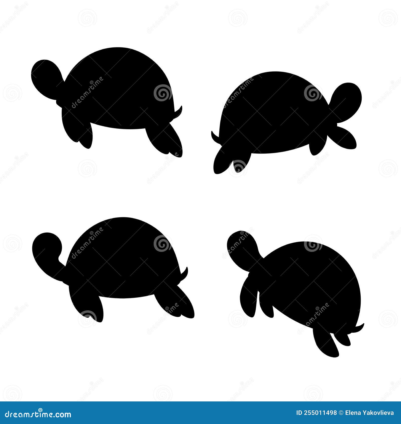 Turtle in Silhouette Style. Vector Illustration Stock Vector