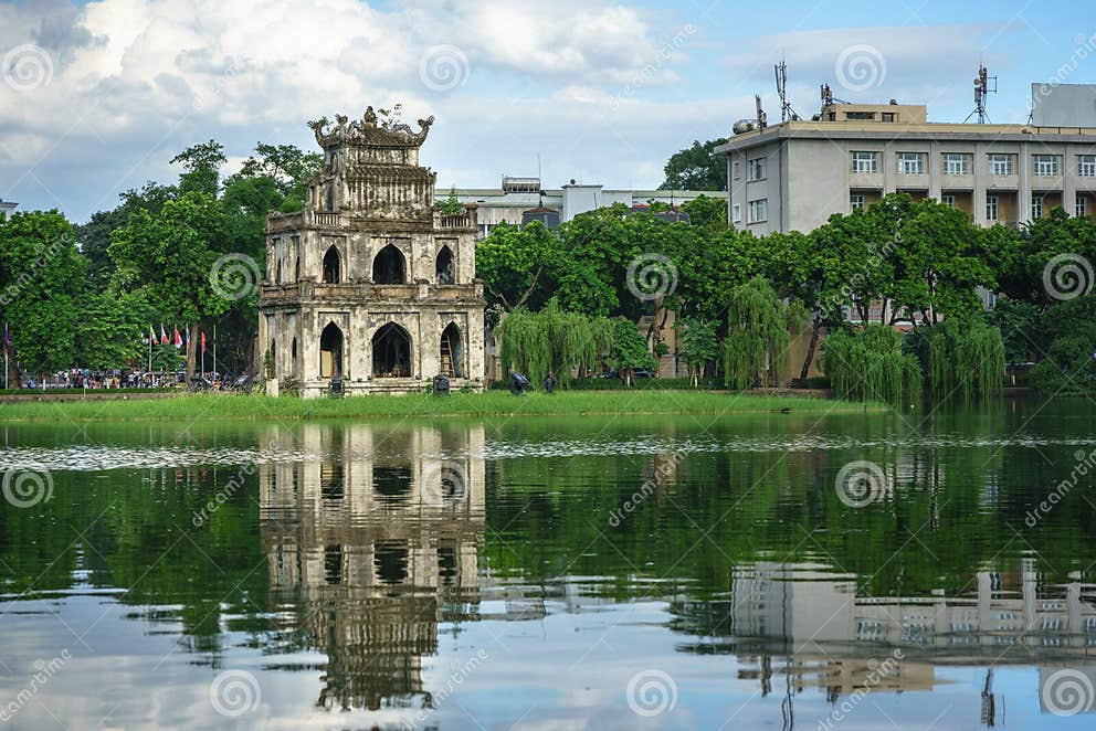 Turtle Tower Thap Rua in Hoan Kiem Lake Sword Lake, Ho Guom in Hanoi ...