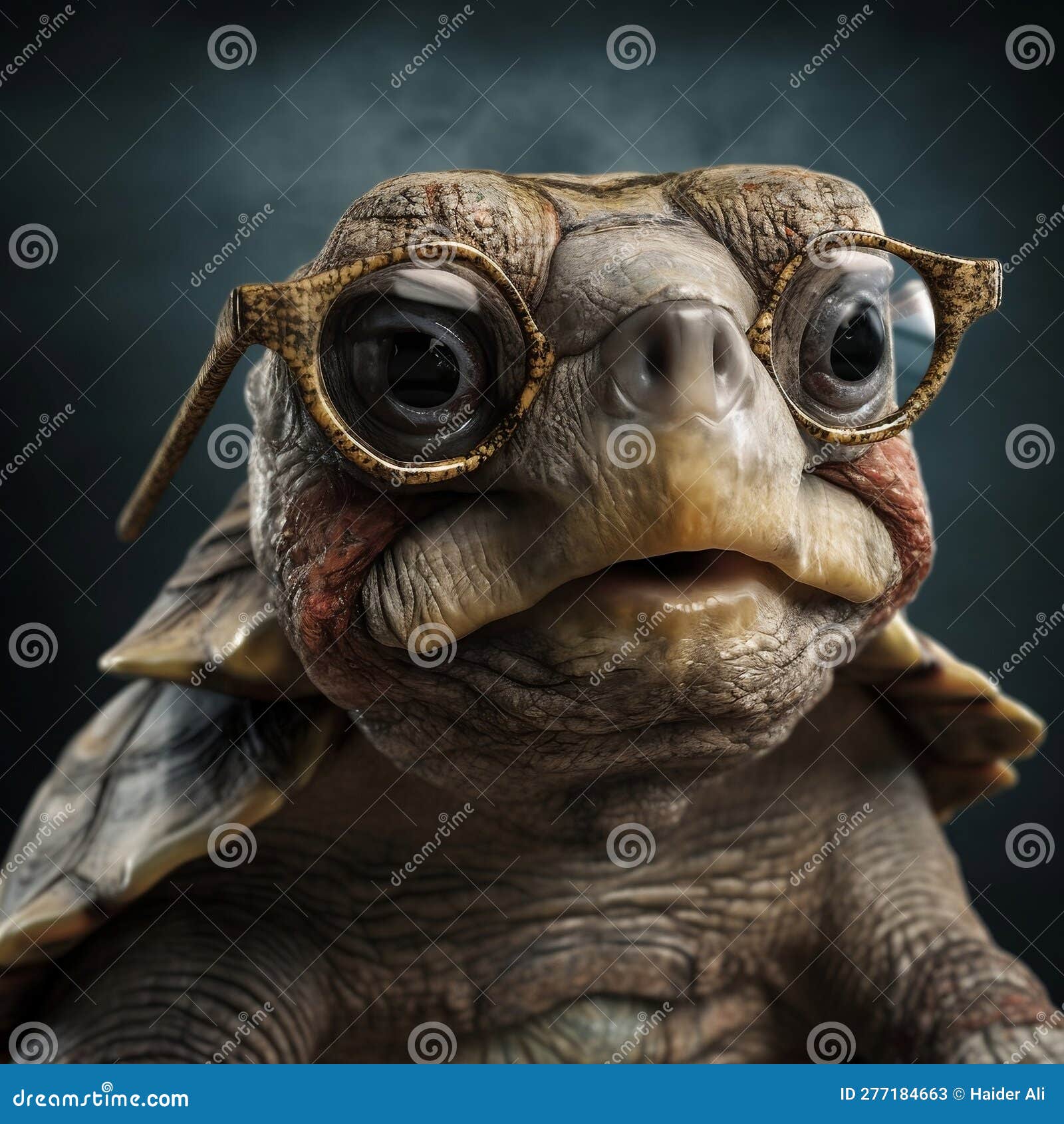 turtle wearing glasses. generative ai