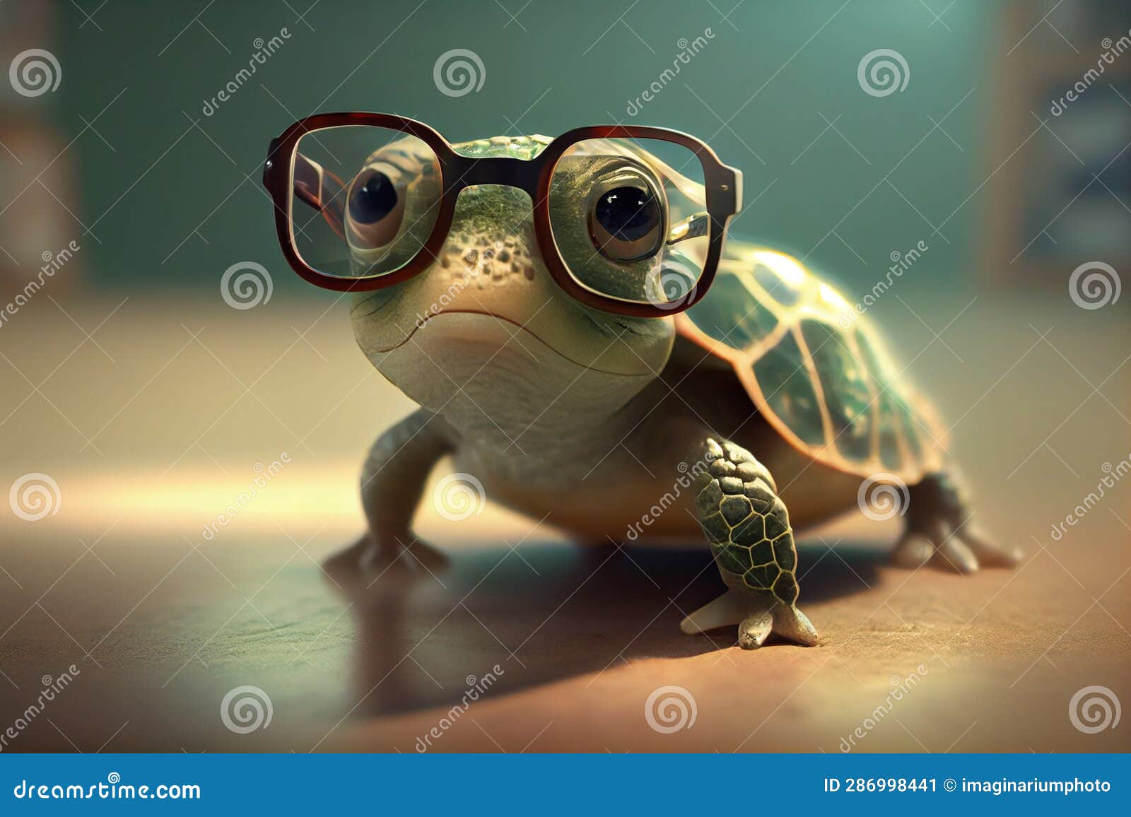 Turtle wearing glasses stock image. Image of tortoise 286998441
