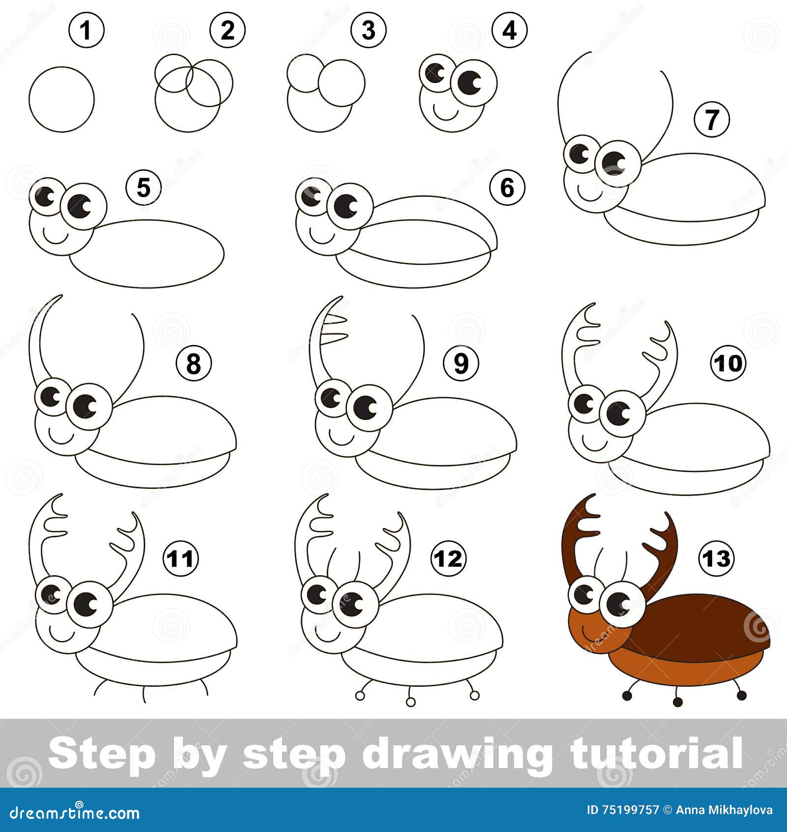 Tutorial Del Dibujo Escarabajo Ilustración del Vector - Ilustración de  desarrollo, habilidad: 75199757